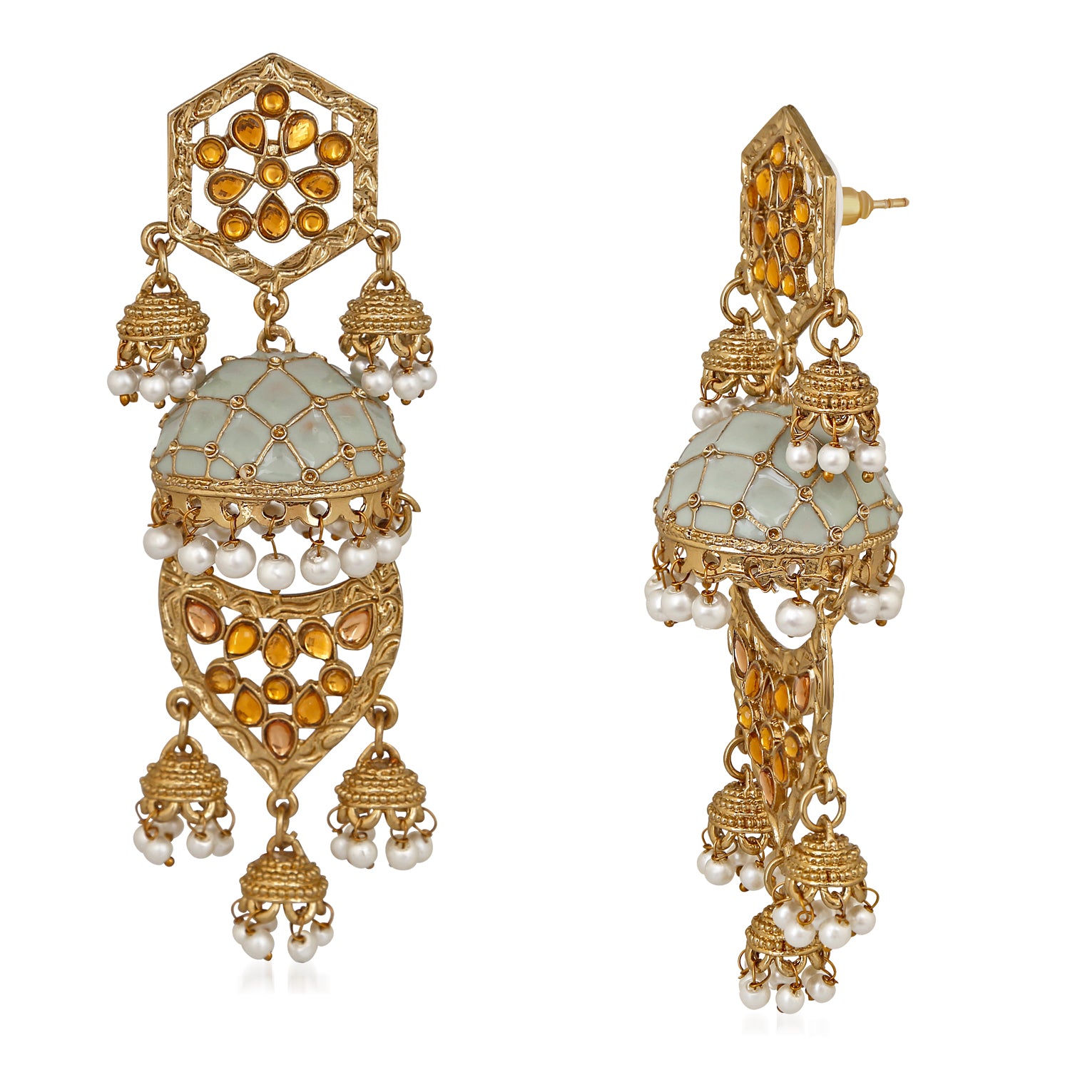 Layered Lomg Dangler Jhumki Earrings