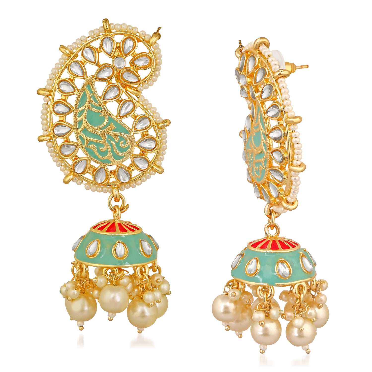 Peacock Shaped Dangler Jhumki Earrings