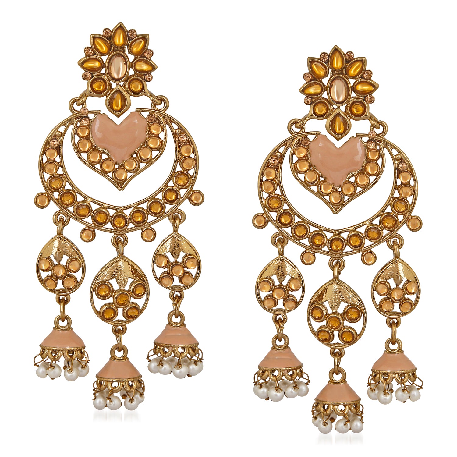 Floral Heart Jhumka Earrings