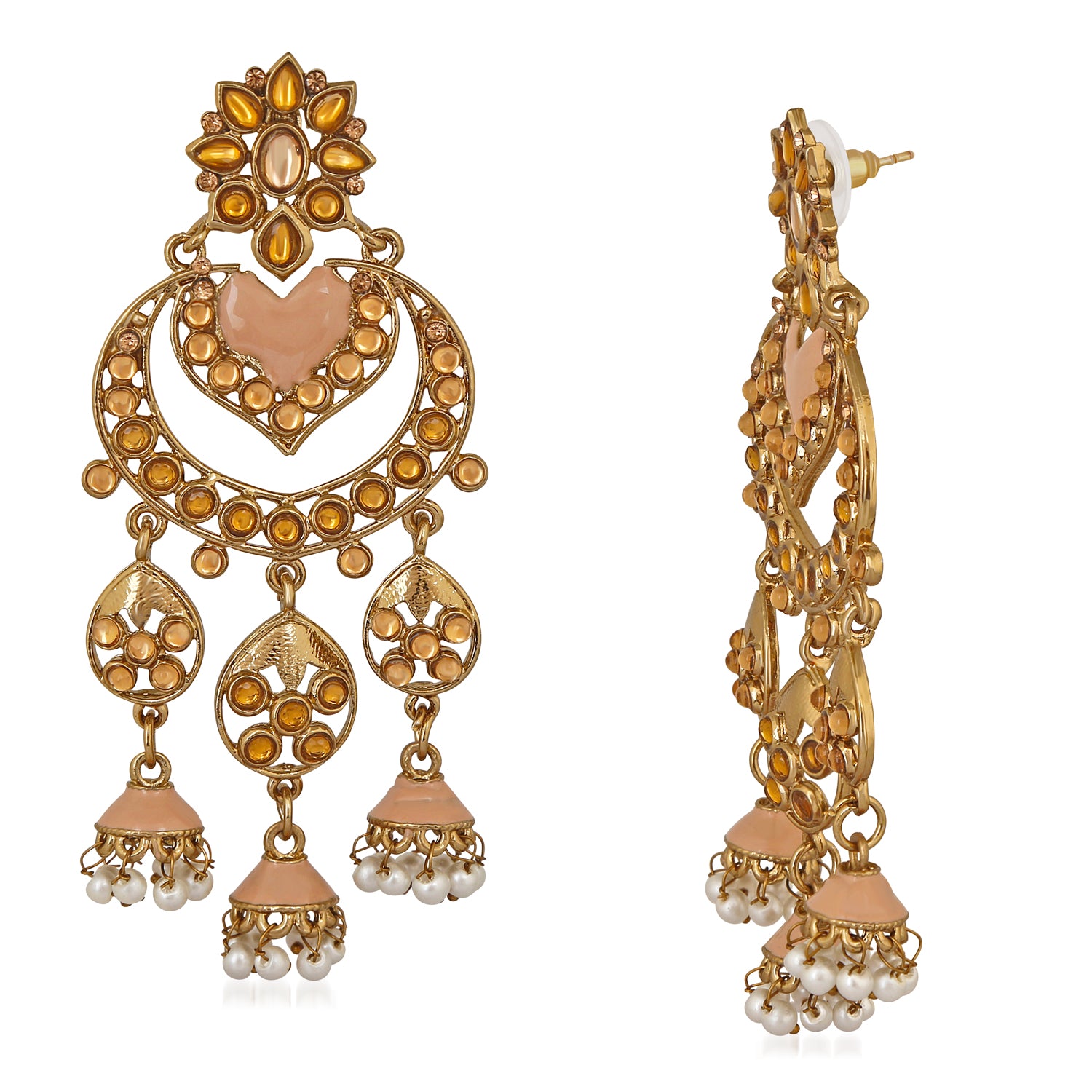 Floral Heart Jhumka Earrings