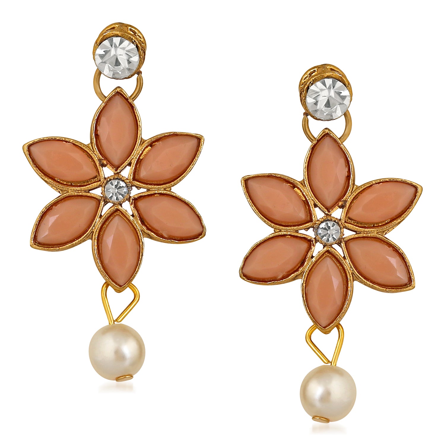 Floral Design Necklace Set with Kundan and Artifical Pear