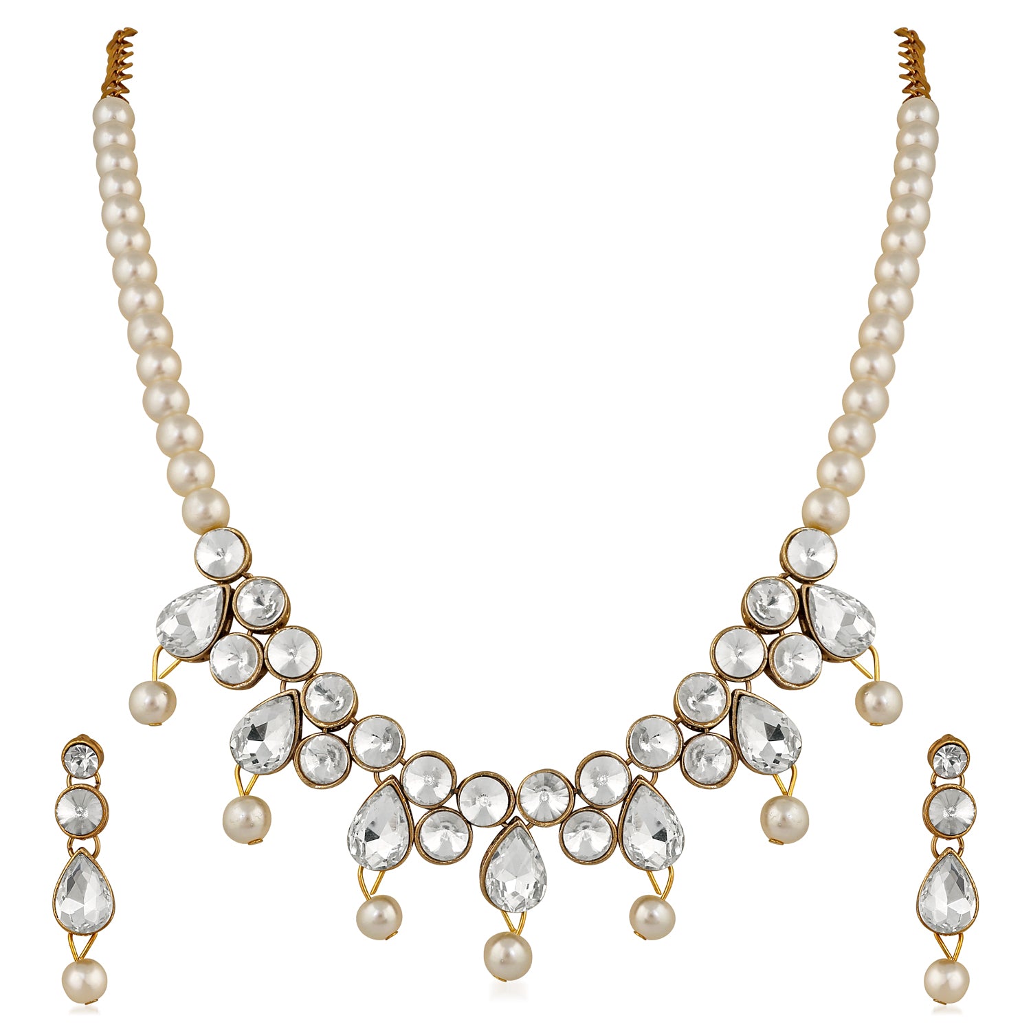 Traditional Necklace Set with Kundan and Artificial Pearl