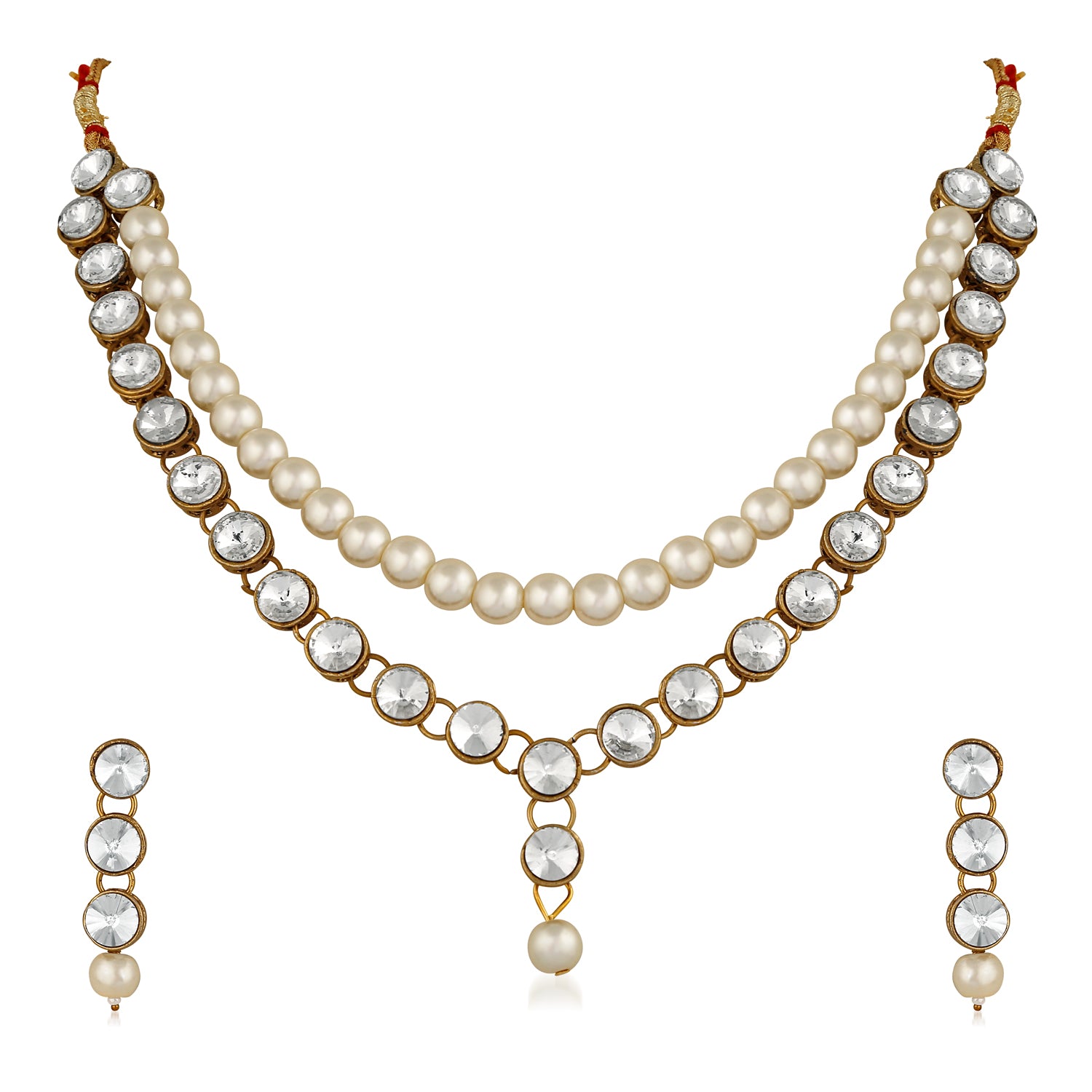 Traditional Necklace Set with Kundan and Artificial Pearl