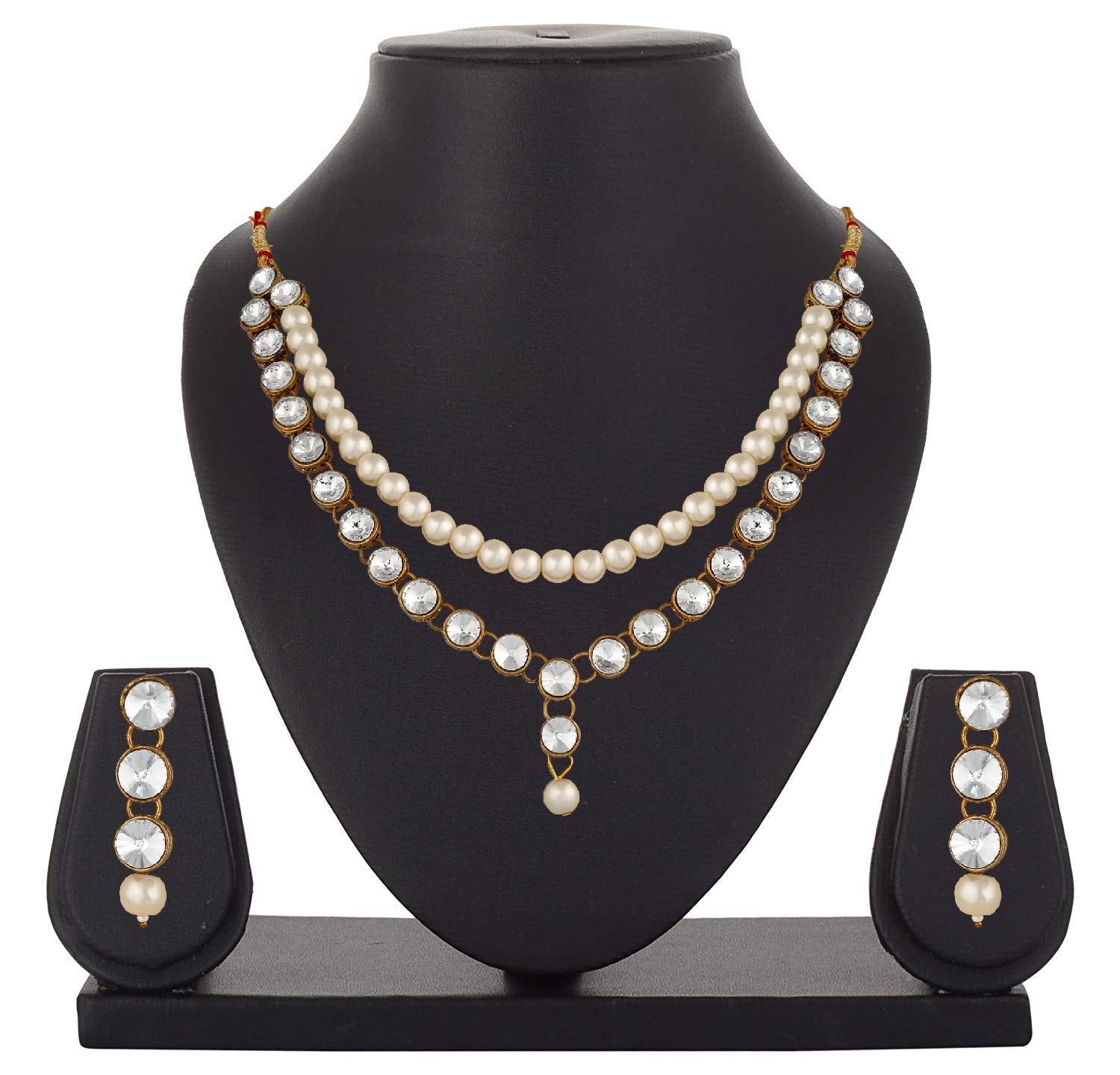 Traditional Necklace Set with Kundan and Artificial Pearl