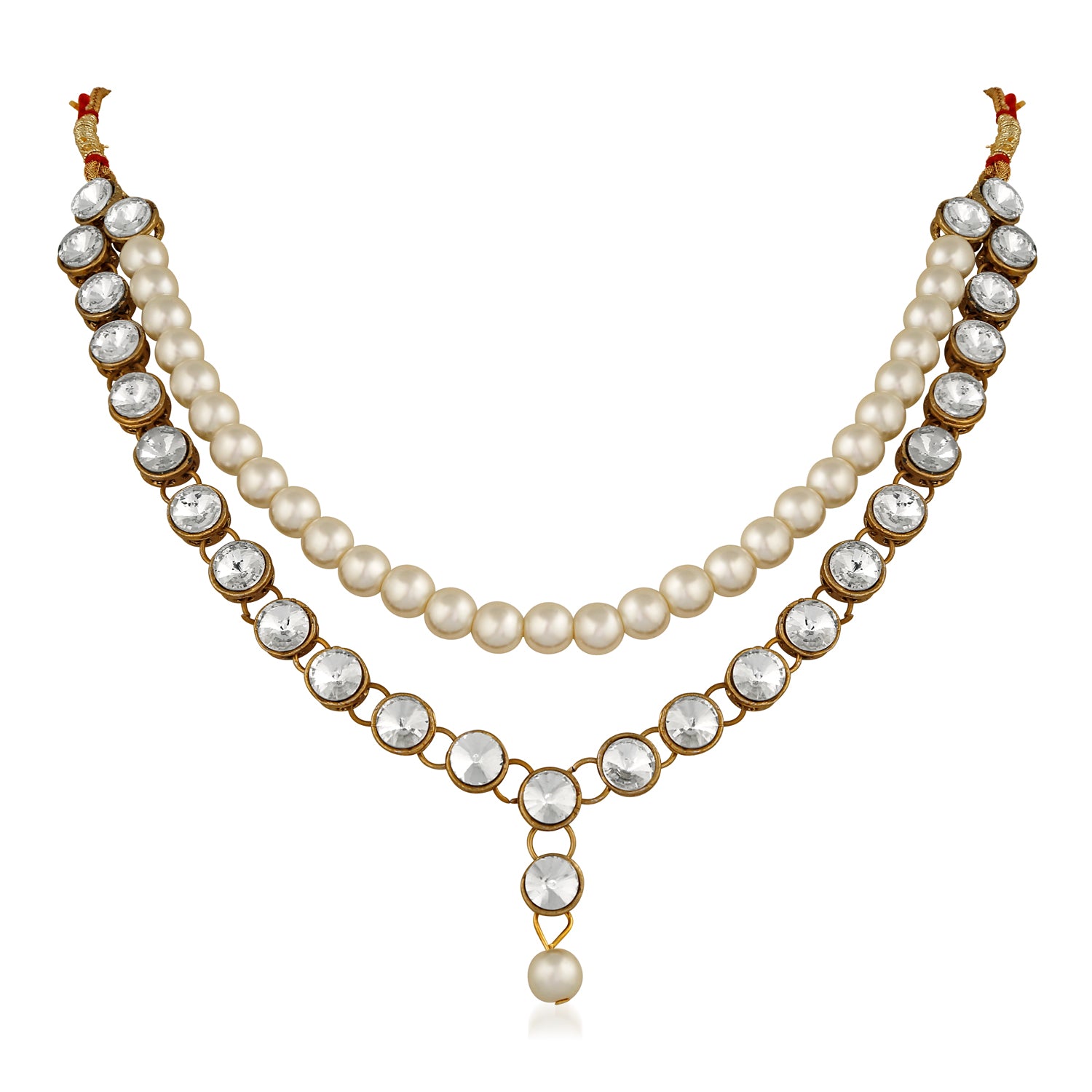 Traditional Necklace Set with Kundan and Artificial Pearl