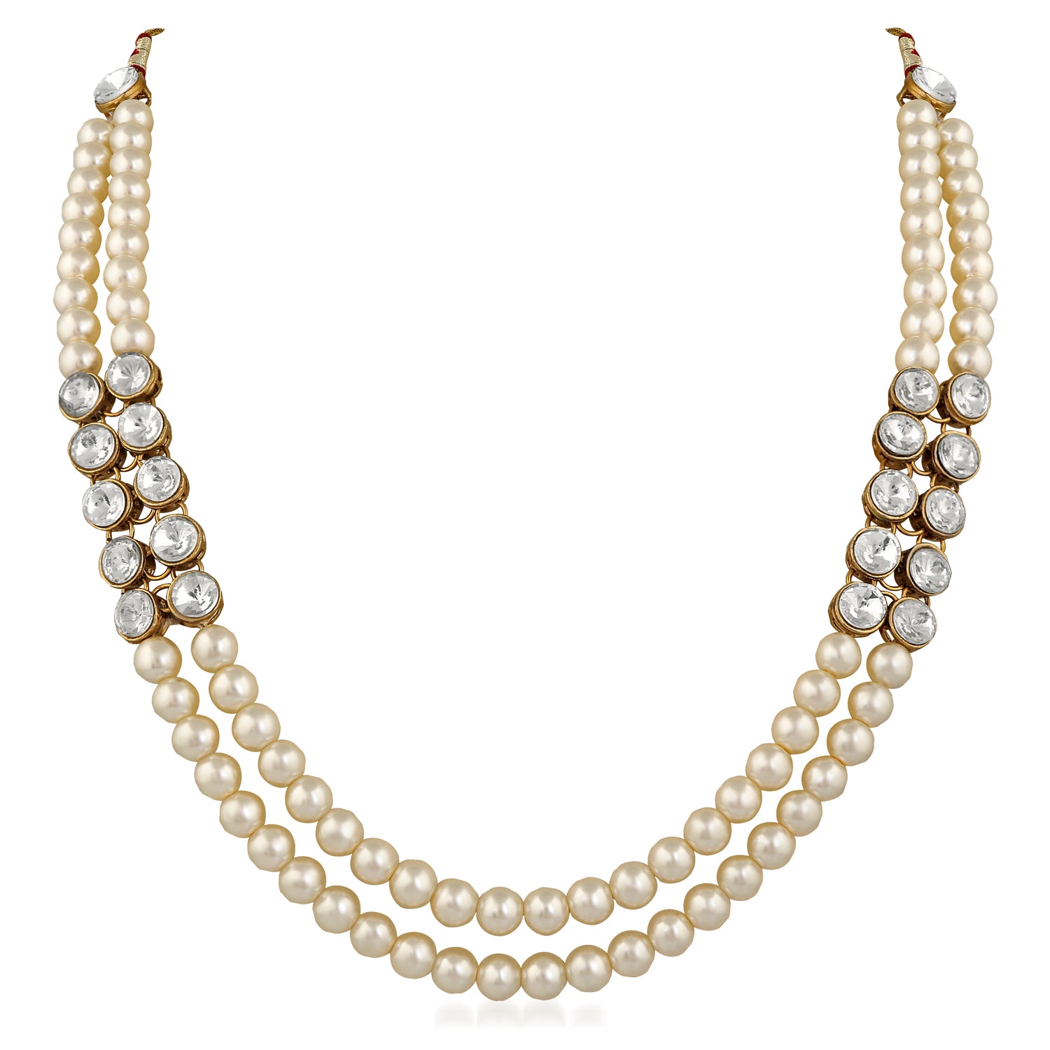 Traditional Layered Necklace Set Kundan and Artificial Pearl
