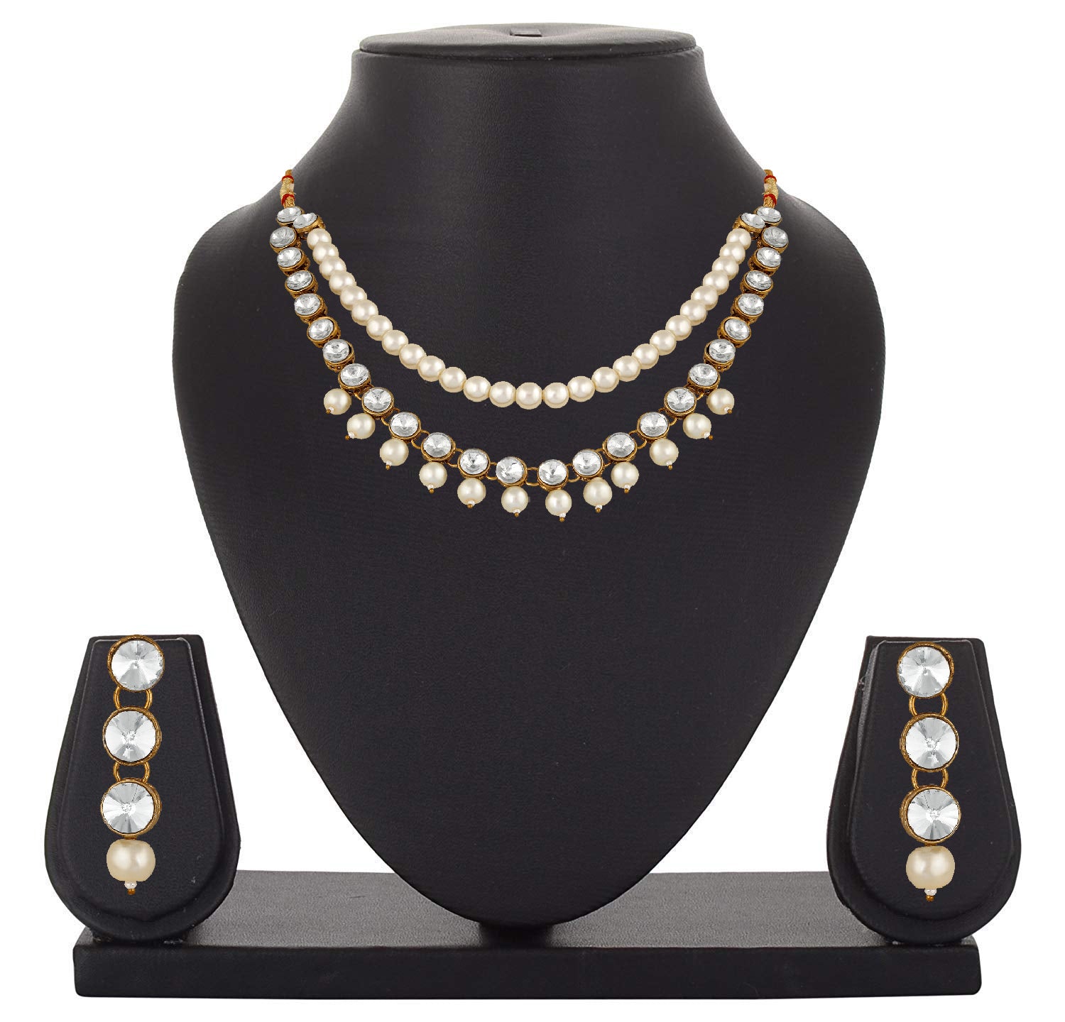 Traditional Layered Necklace Set Kundan and Artificial Pearl