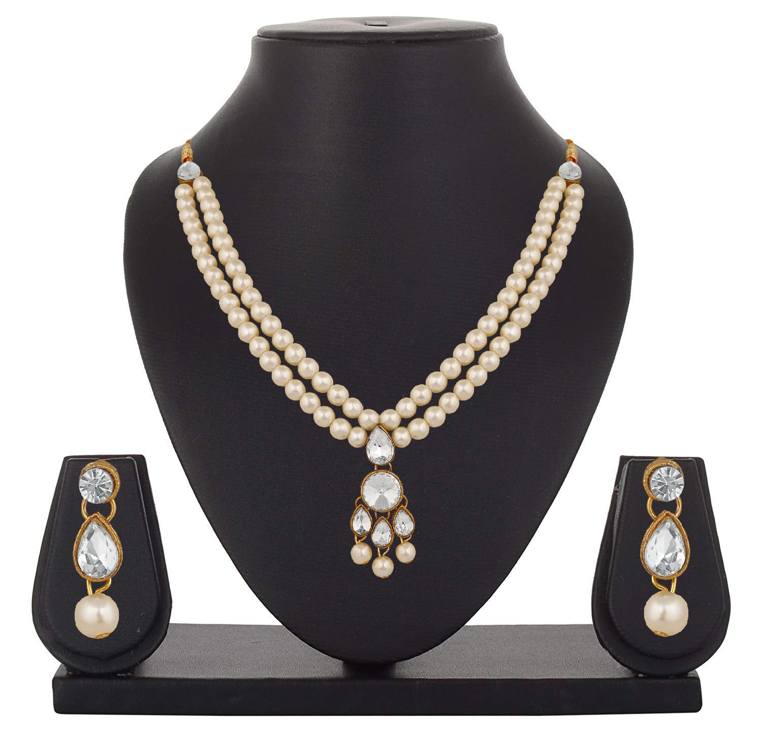 Traditional Layered Necklace Set Kundan and Artificial Pearl