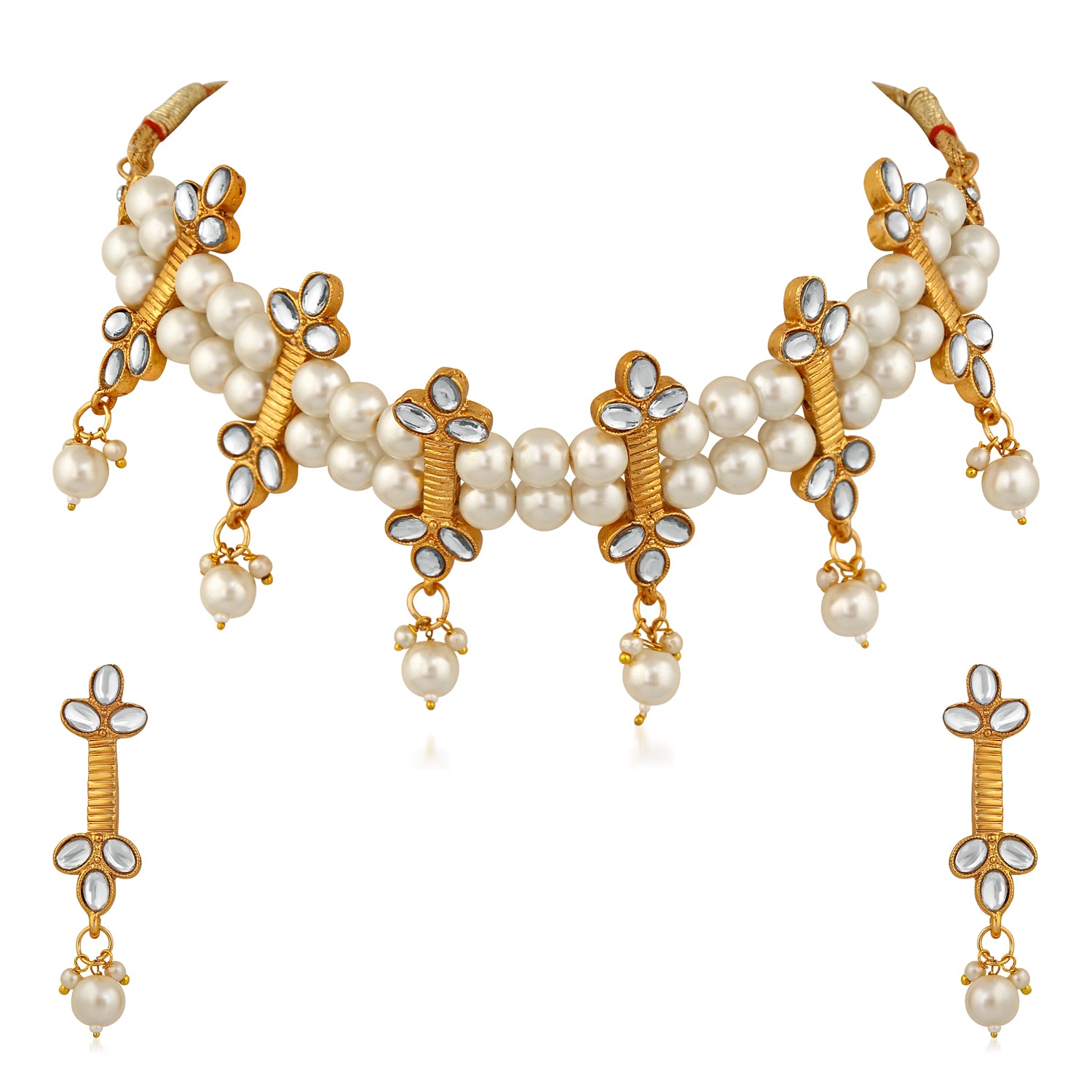 Traditional Necklace Set with Kundan and Artificial Pearl