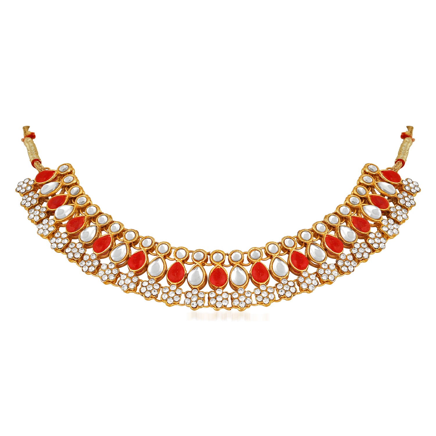 Traditional Choker Necklace Set with Jewellery Kundan and Artificial Pearl