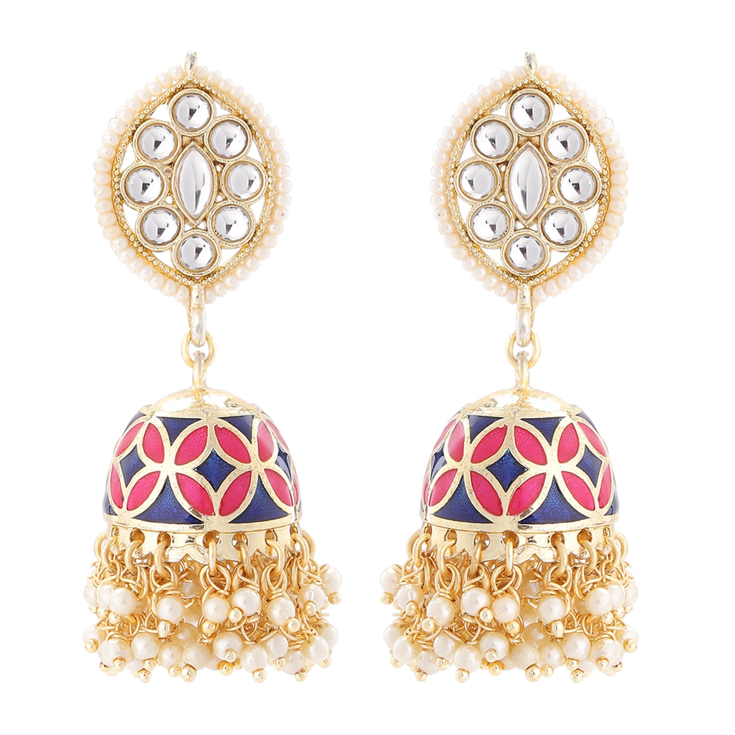 Gold Tone Traditional Jhumki Meenakari Work Earring