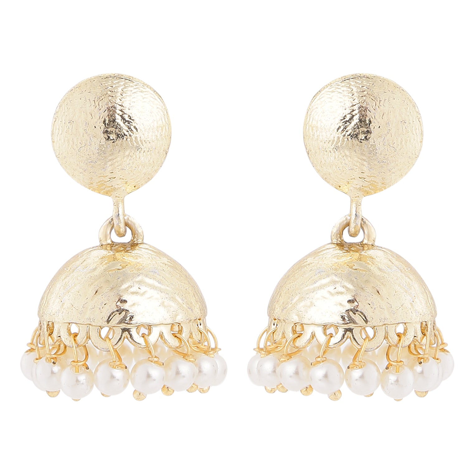 Rose Gold Tone Jhumki Earring with Artificial Pearl