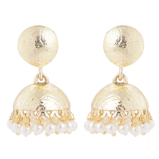 Rose Gold Tone Jhumki Earring with Artificial Pearl