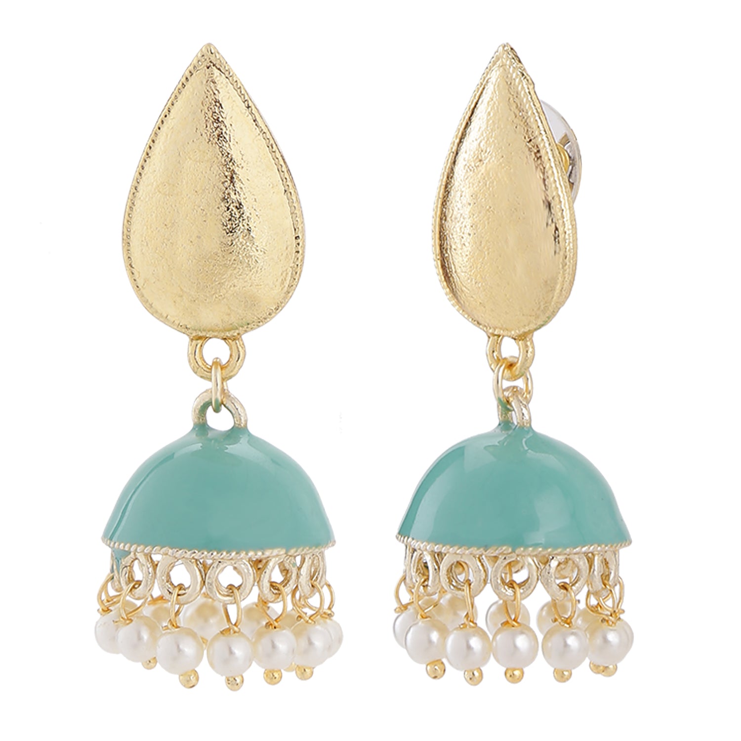Meenakari Enamelled Jhumki Earring with Artificial Pearl