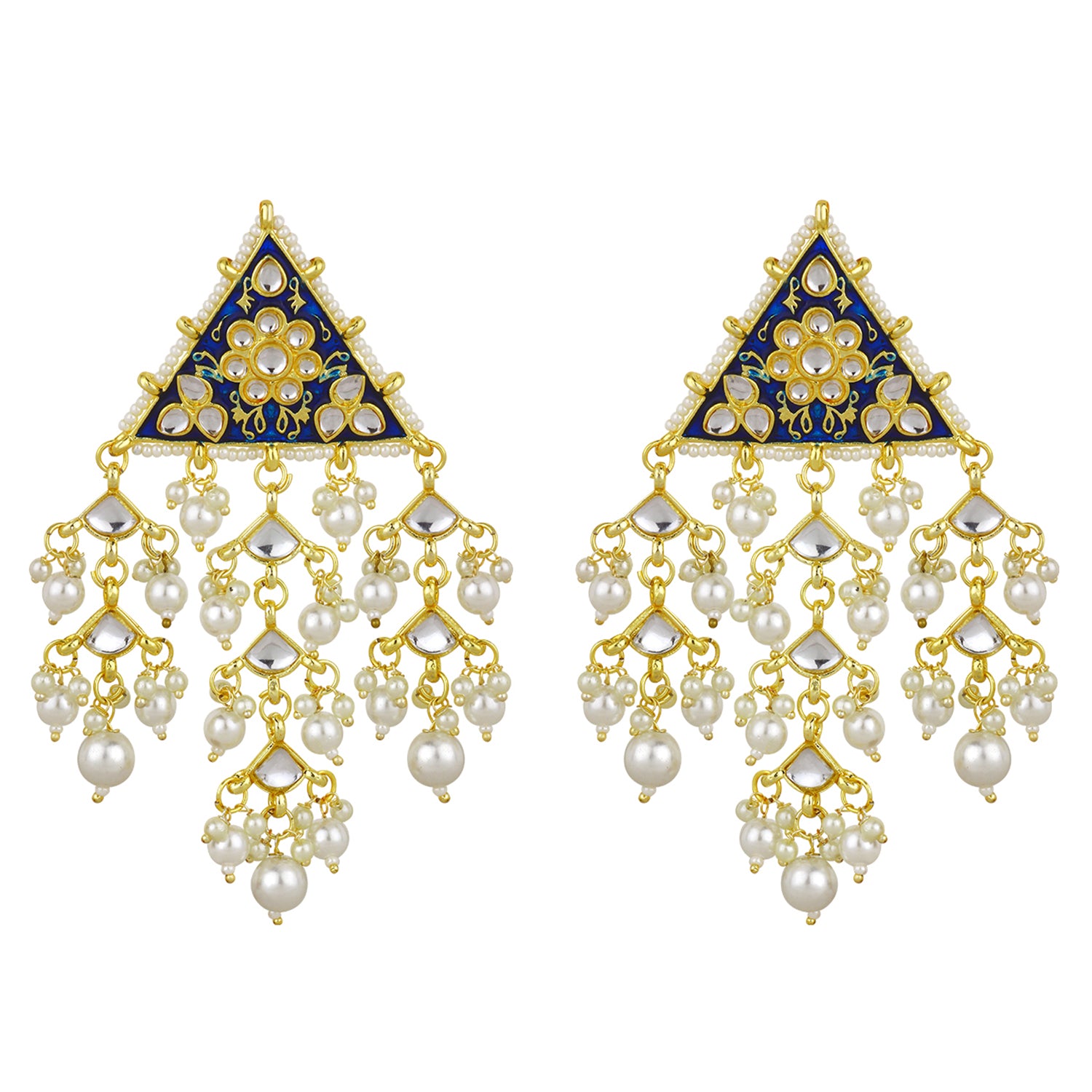 Meena Enamel Triangular Dangler Earrings