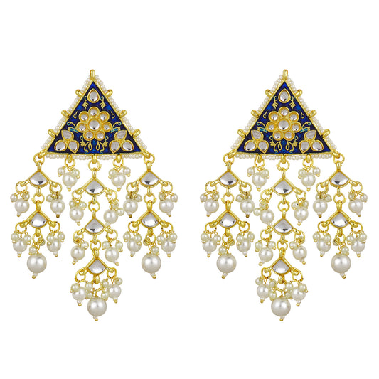 Meena Enamel Triangular Dangler Earrings