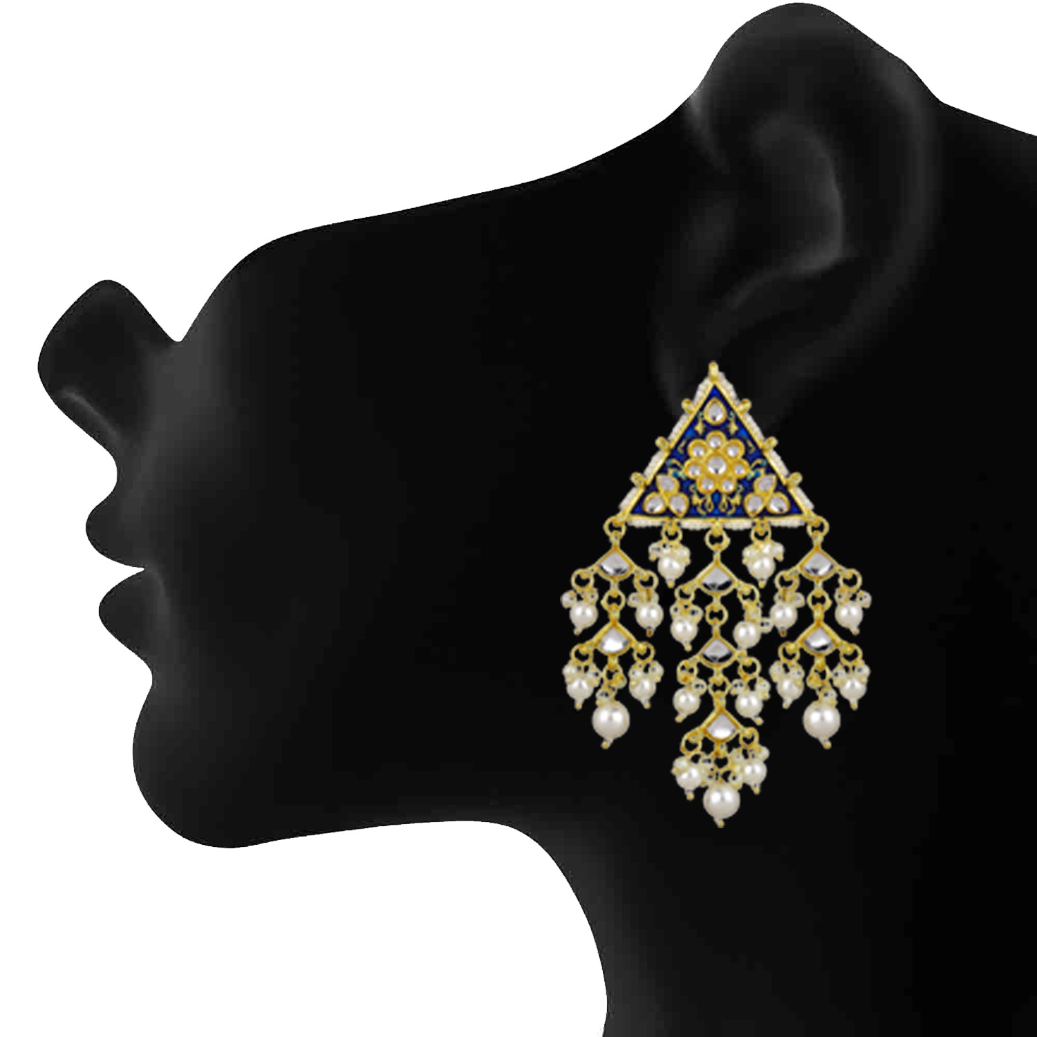 Meena Enamel Triangular Dangler Earrings