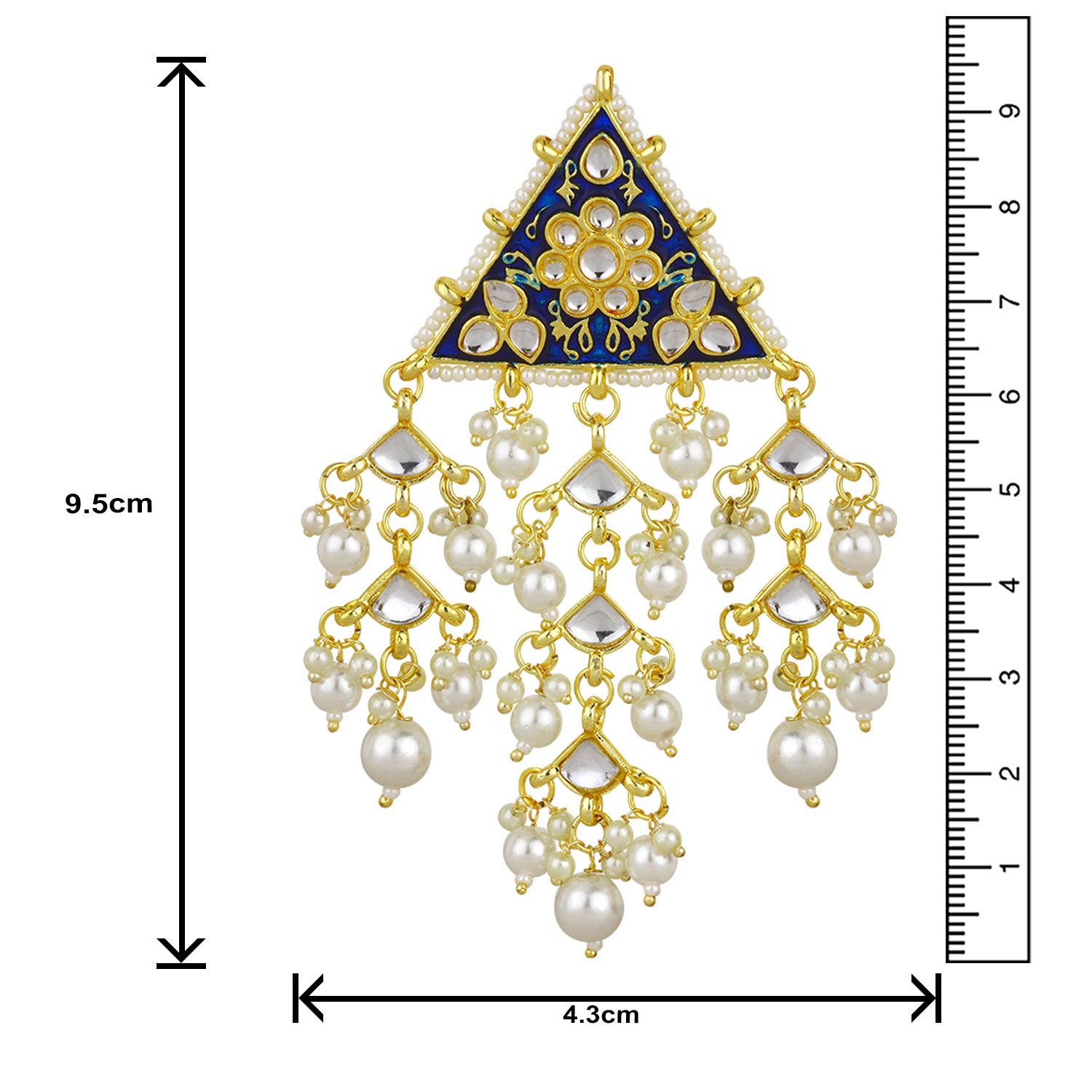 Meena Enamel Triangular Dangler Earrings