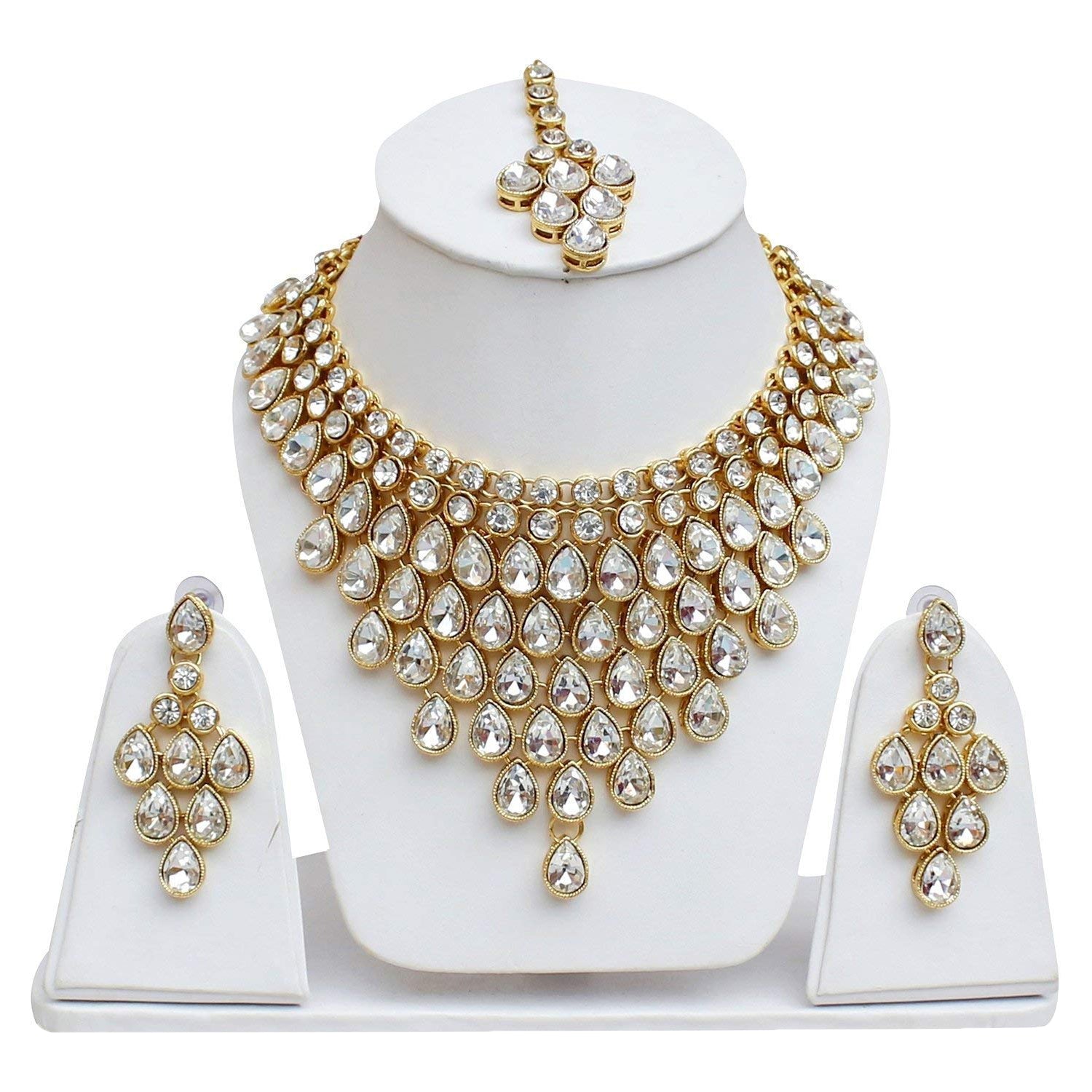 Pink Kundan Wedding Bridal Necklace Jewellery Set Earrings