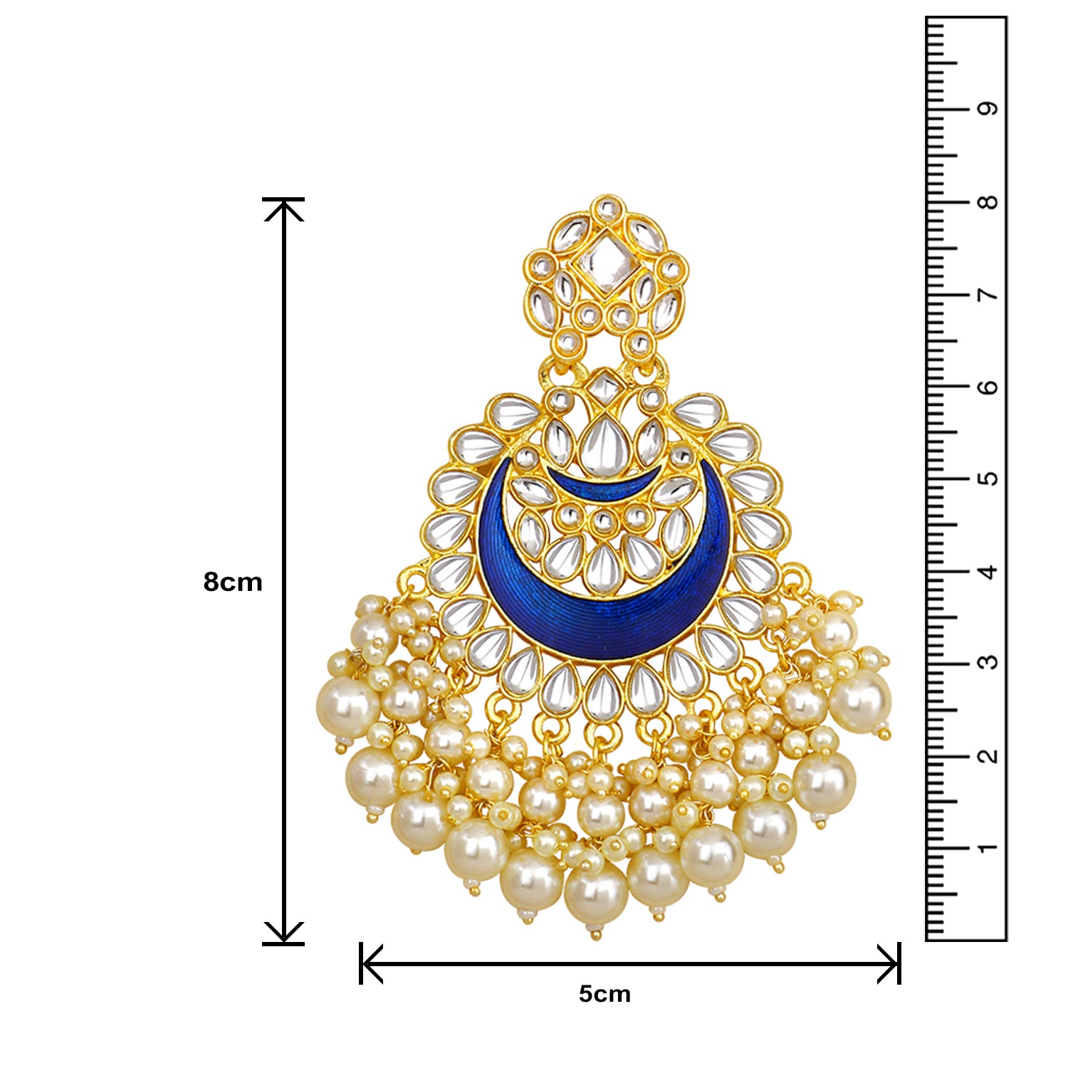 Blue Meenakari Work Enamel Layered Floral Traditional Neckace set Kundan and Artificial Beads