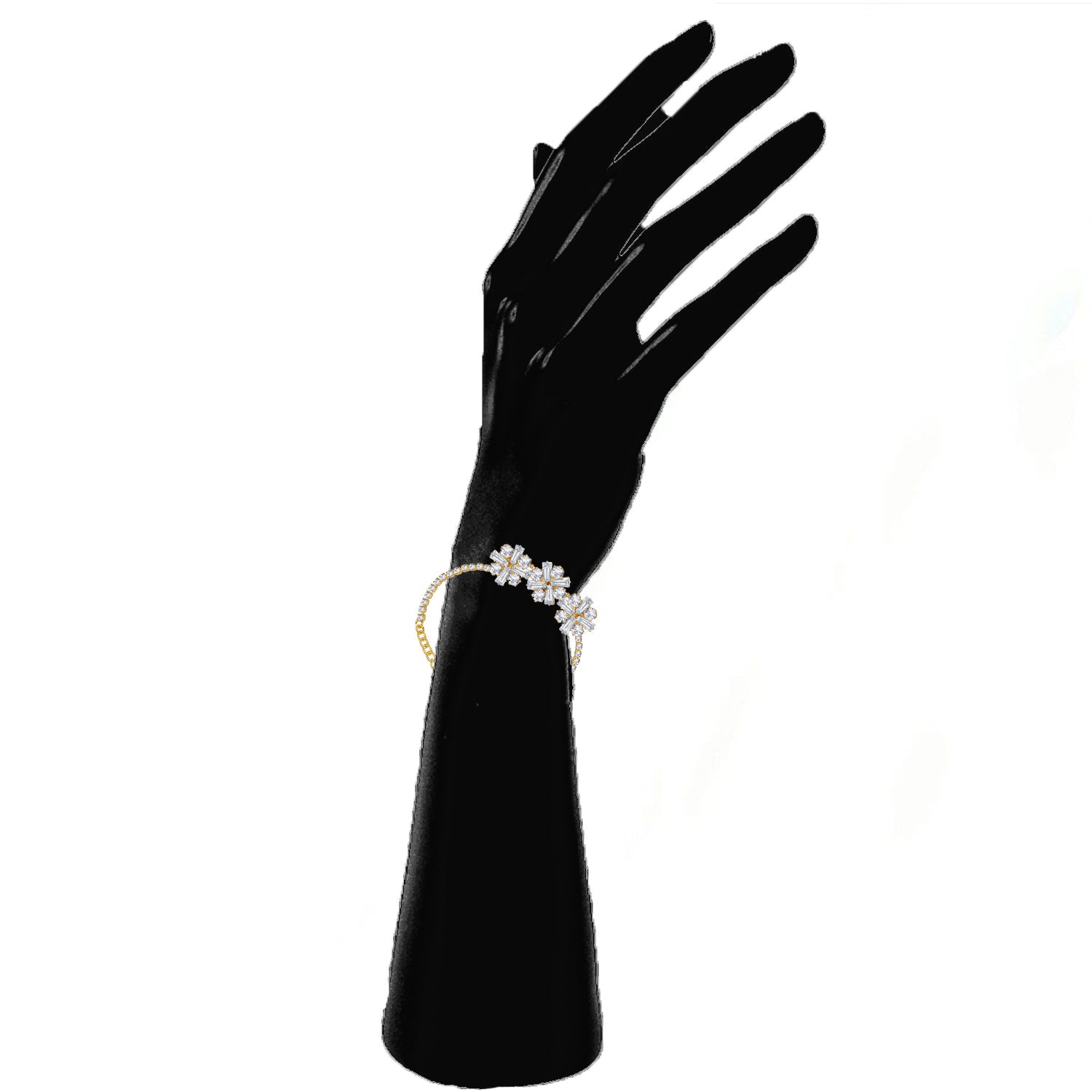 Classic Floral Studded American Daimonds Adjustable Bracelet