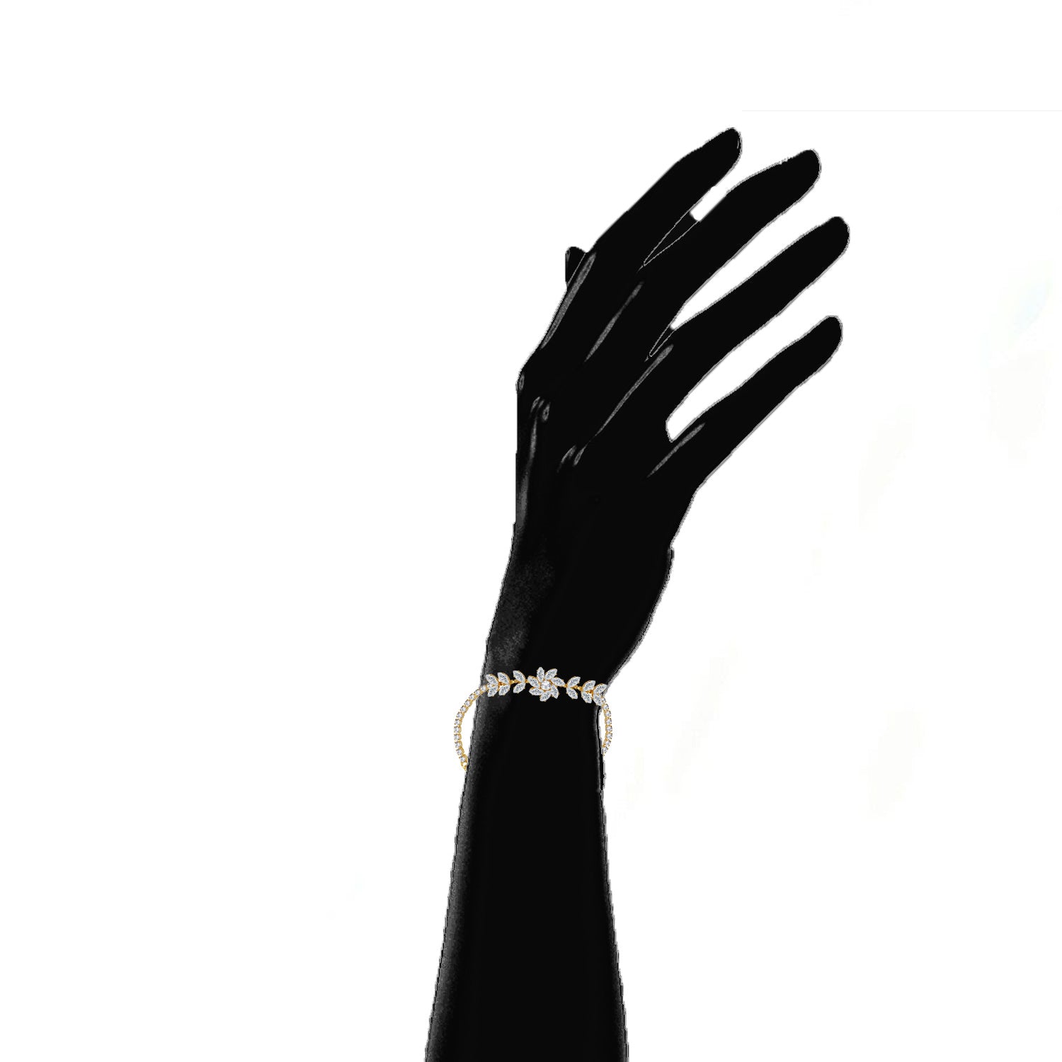 Classic Floral Studded American Daimonds Adjustable Bracelet