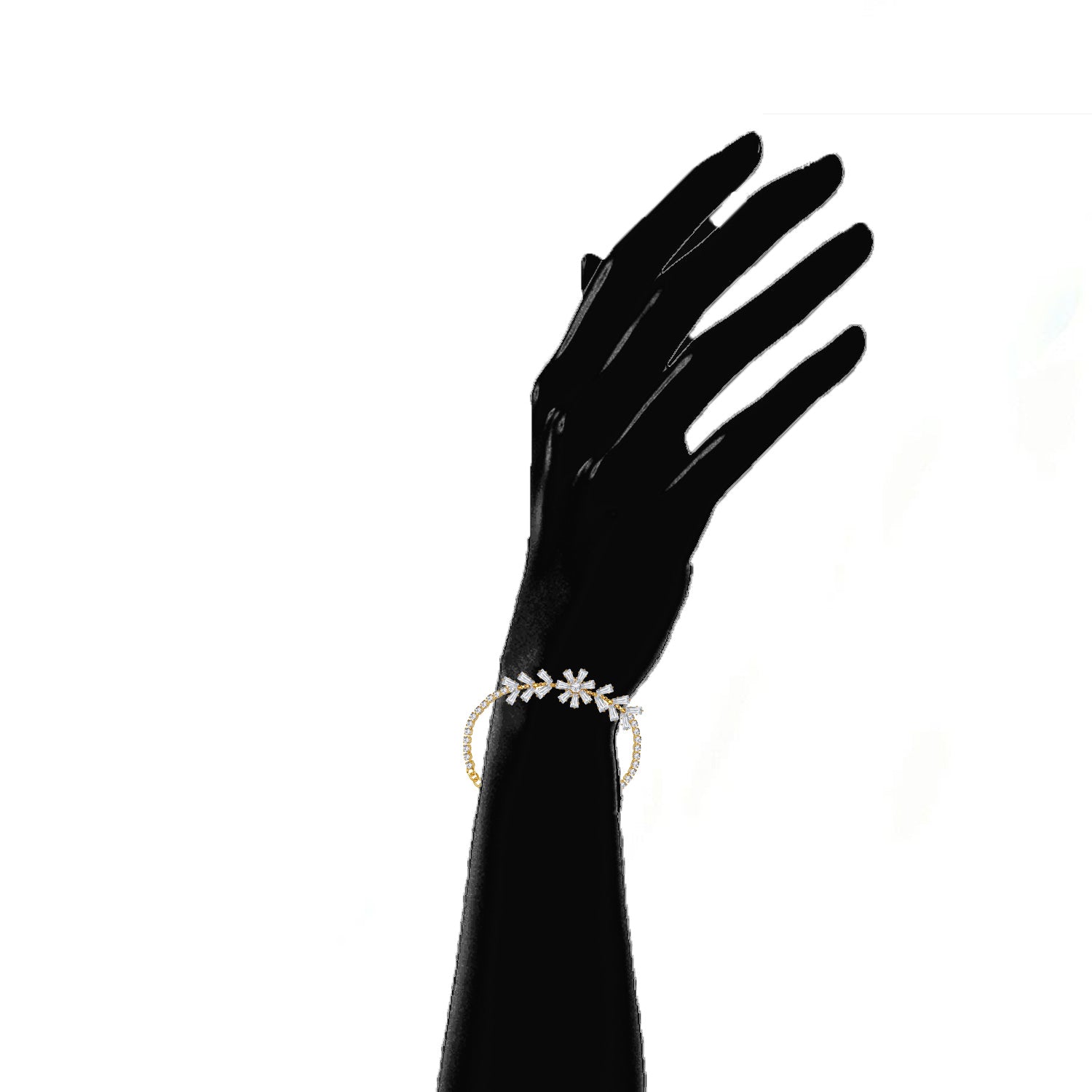 Classic Floral Studded American Daimonds Adjustable Bracelet