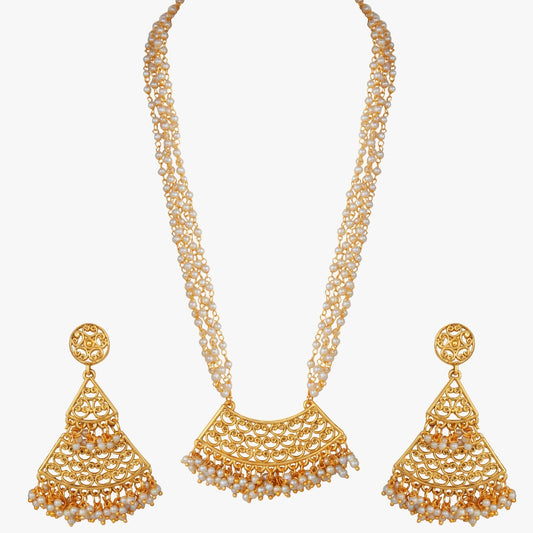 Traditional White Long Necklace set