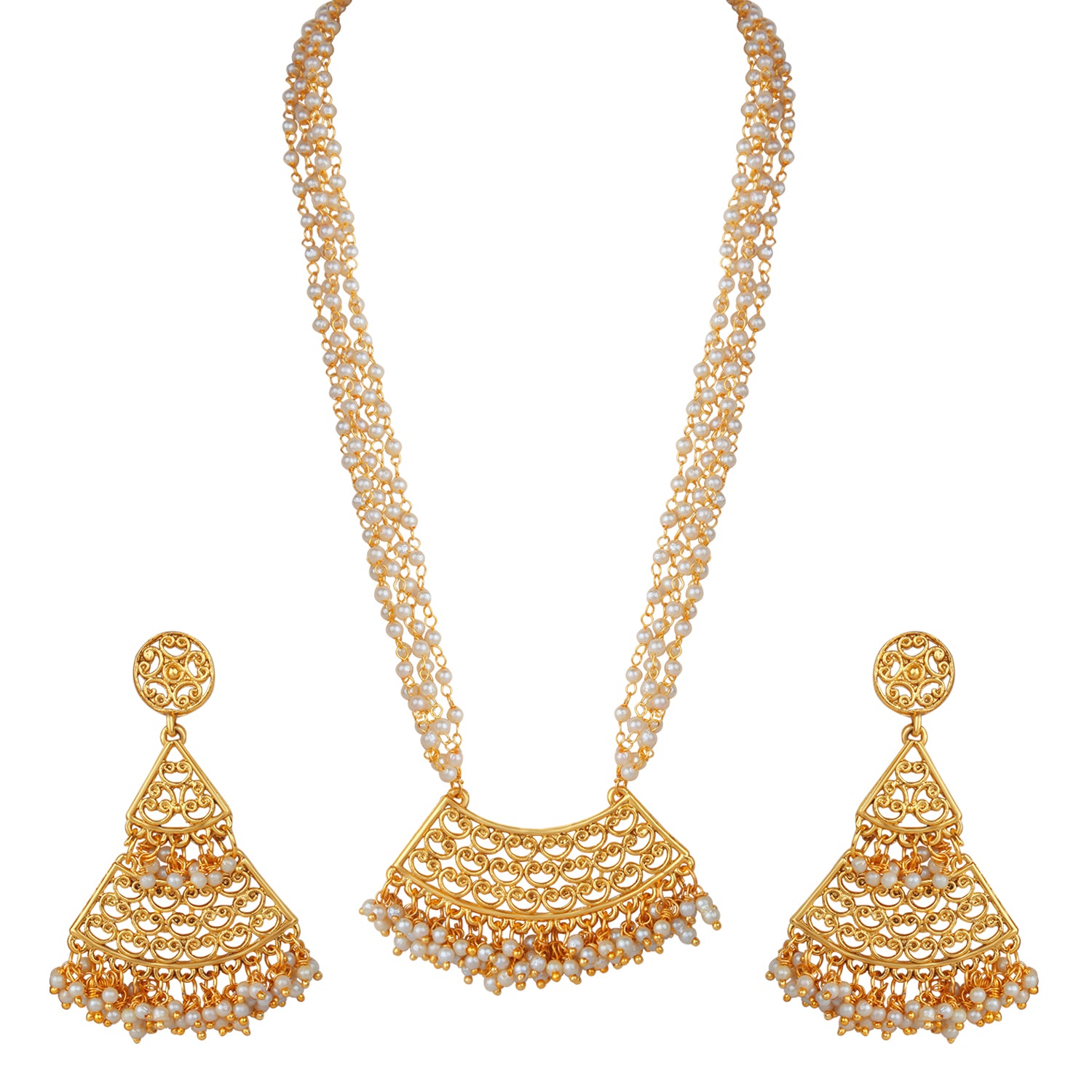 Traditional White Long Necklace set