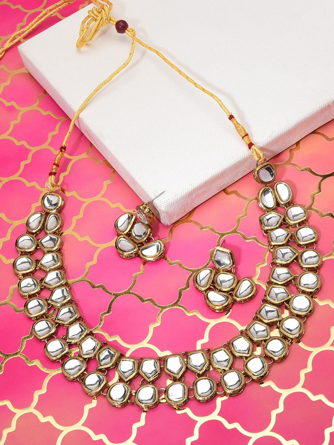 Traditional White Kundan Necklace set