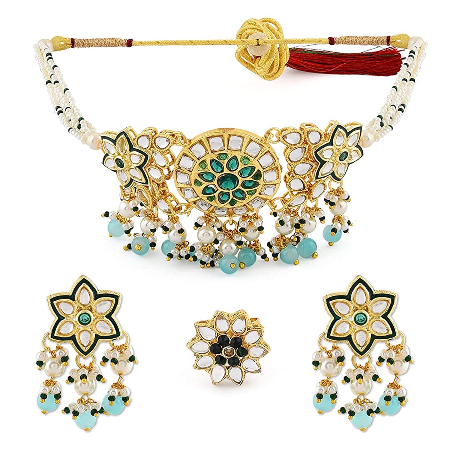 Traditional Ethnic Necklace Set with Finger Ring