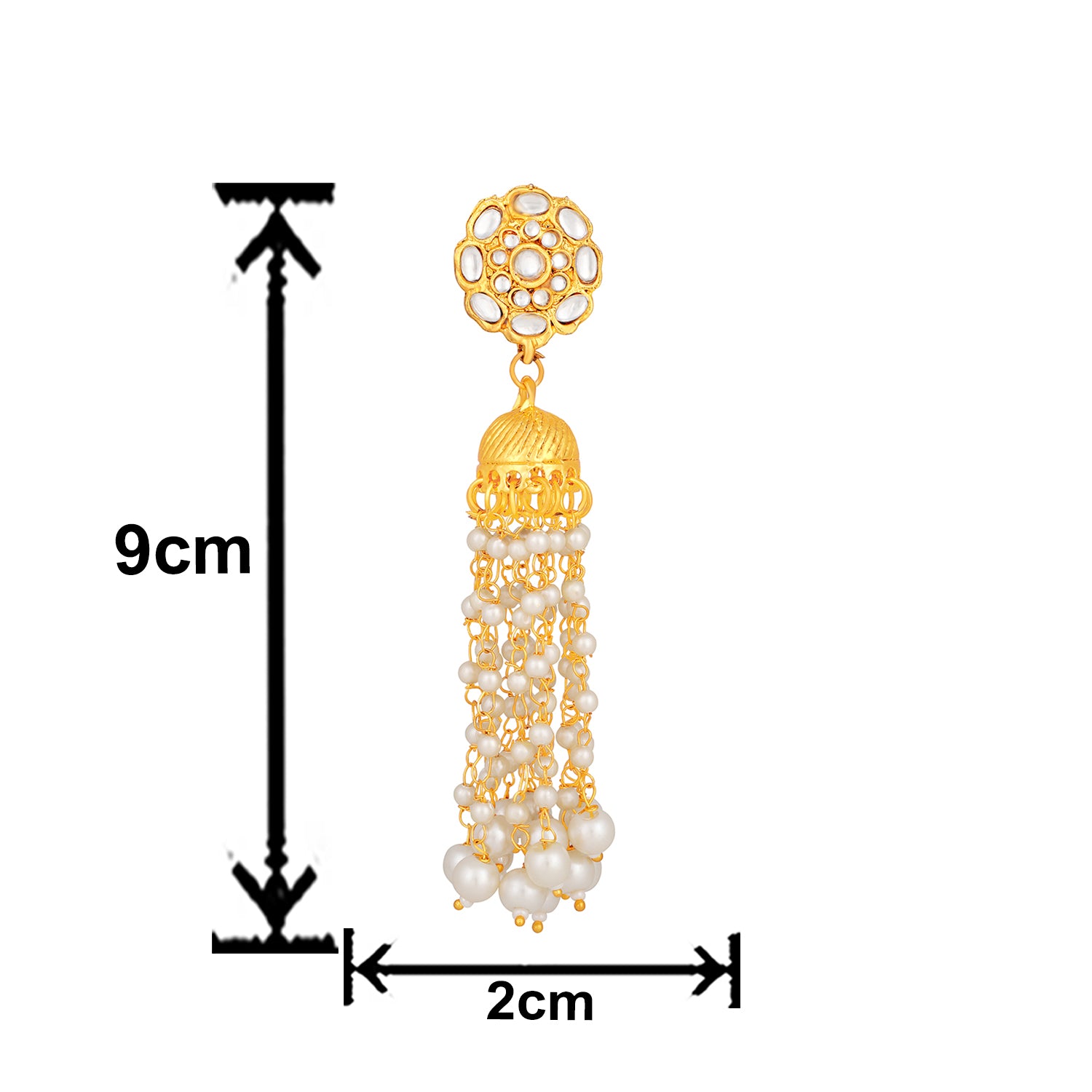 Gold Plated Kundan Tassel Dangle Earrings