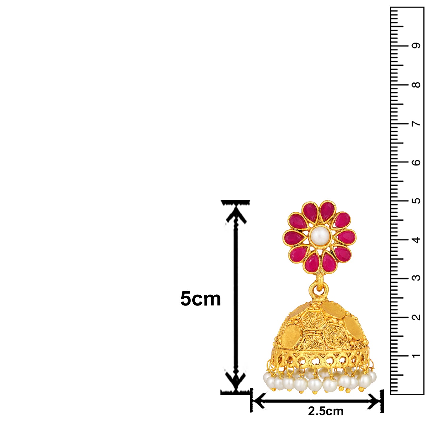 Gold Plated Floral Kundan Jhumki Earrings