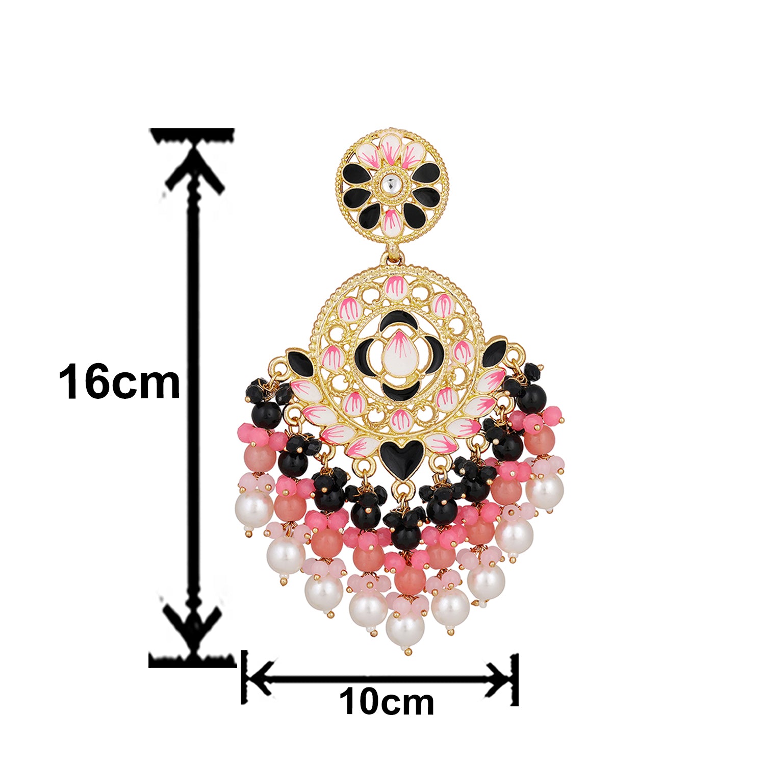 Gold Plated Meenakari Work Floral Earrings