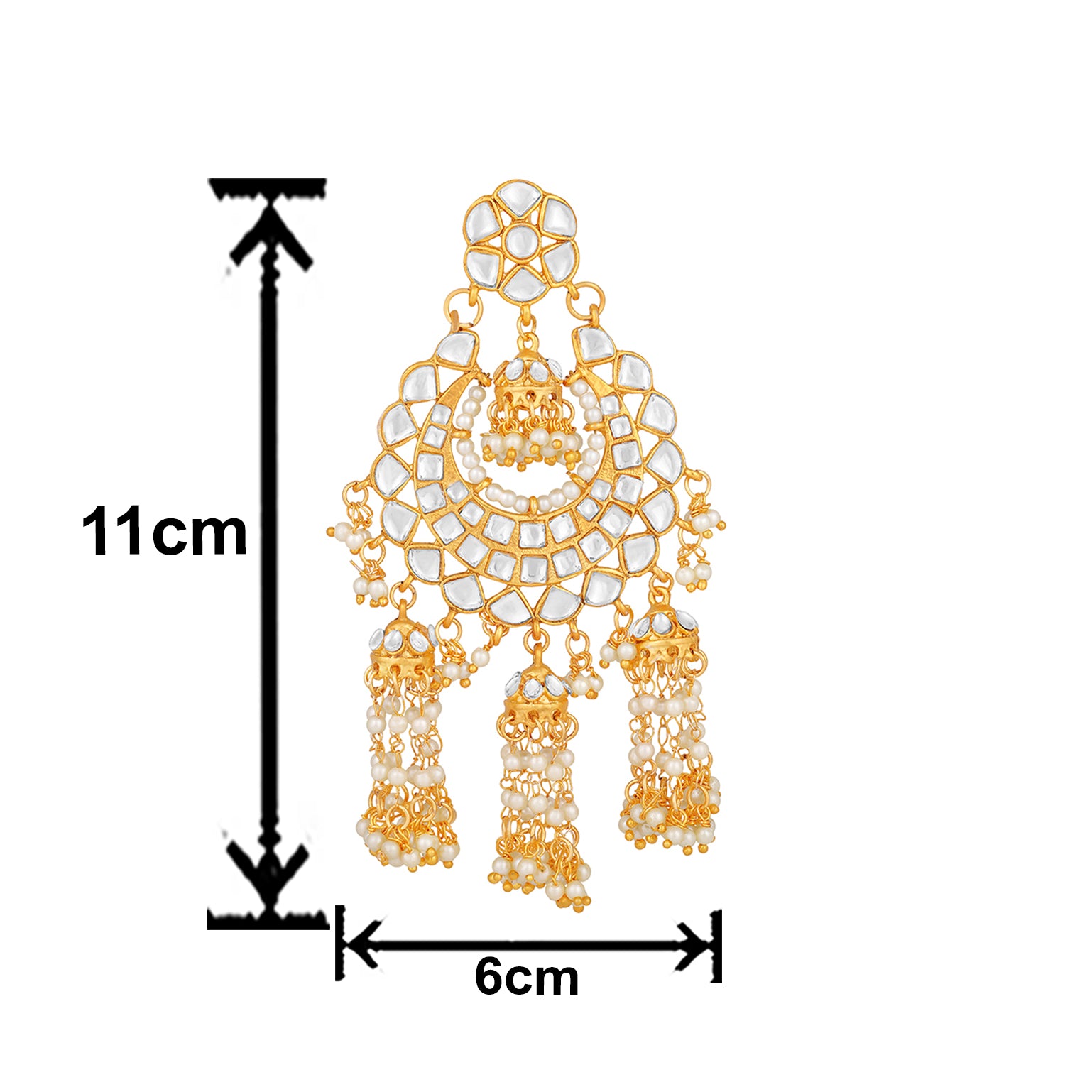 Gold Plated Kundan Dangle Jhumki Earrings