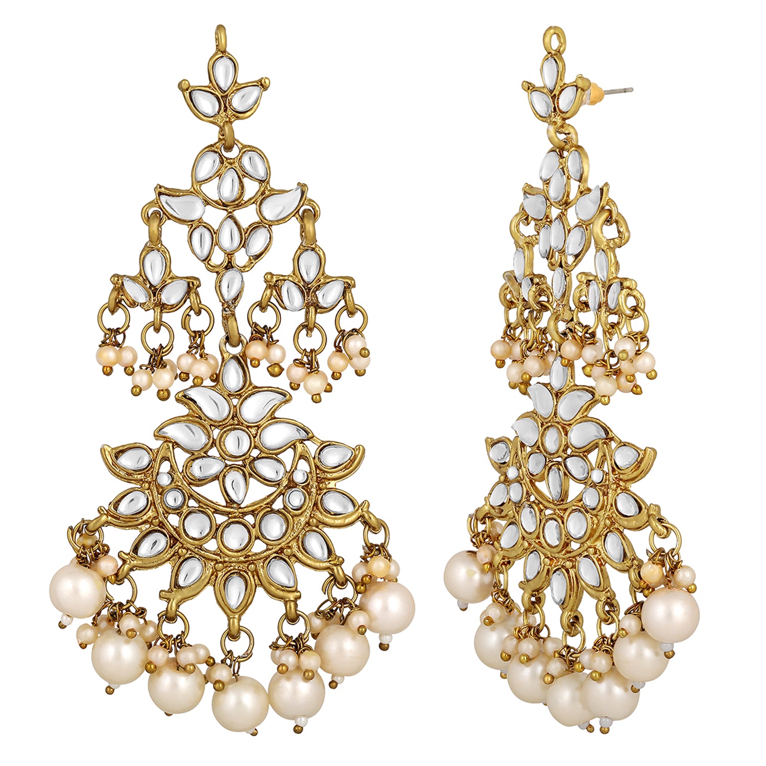 Gold Plated Ethnic Dangle Big Earrings
