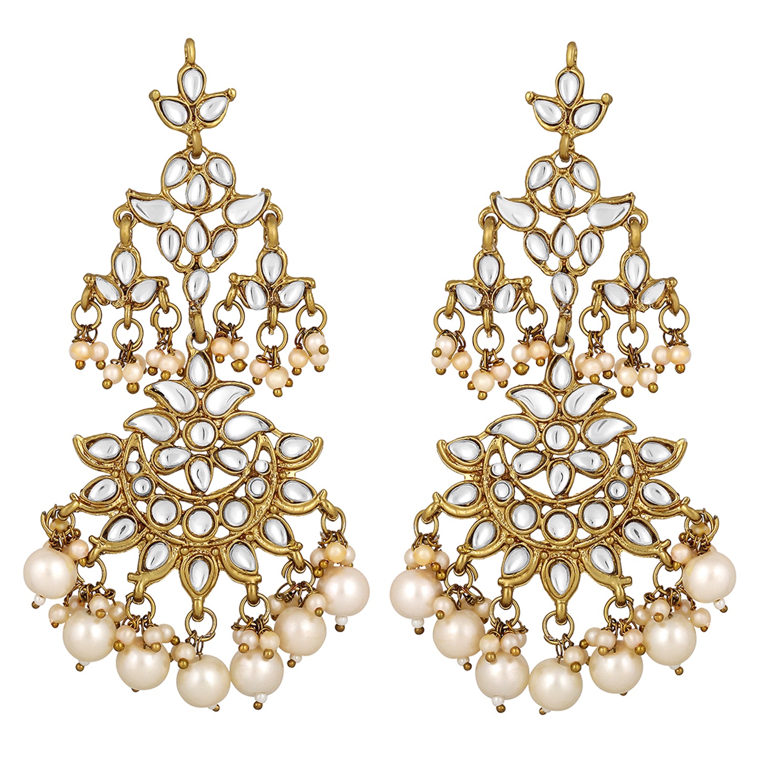 Gold Plated Ethnic Dangle Big Earrings