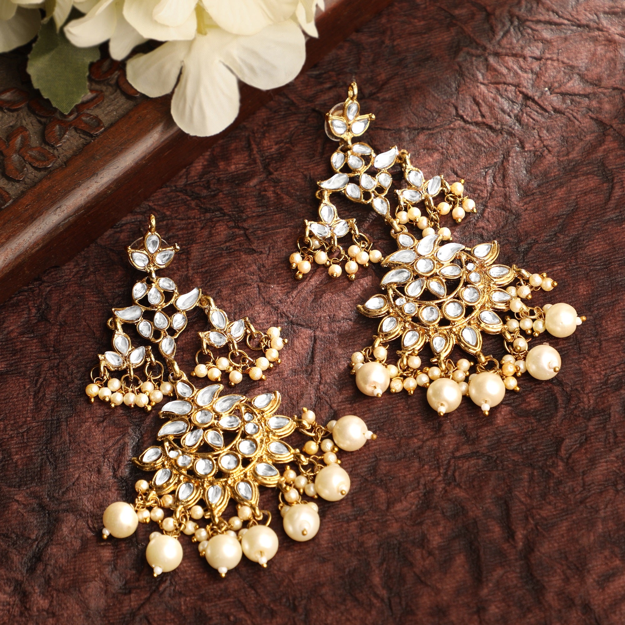 Gold Plated Ethnic Dangle Big Earrings