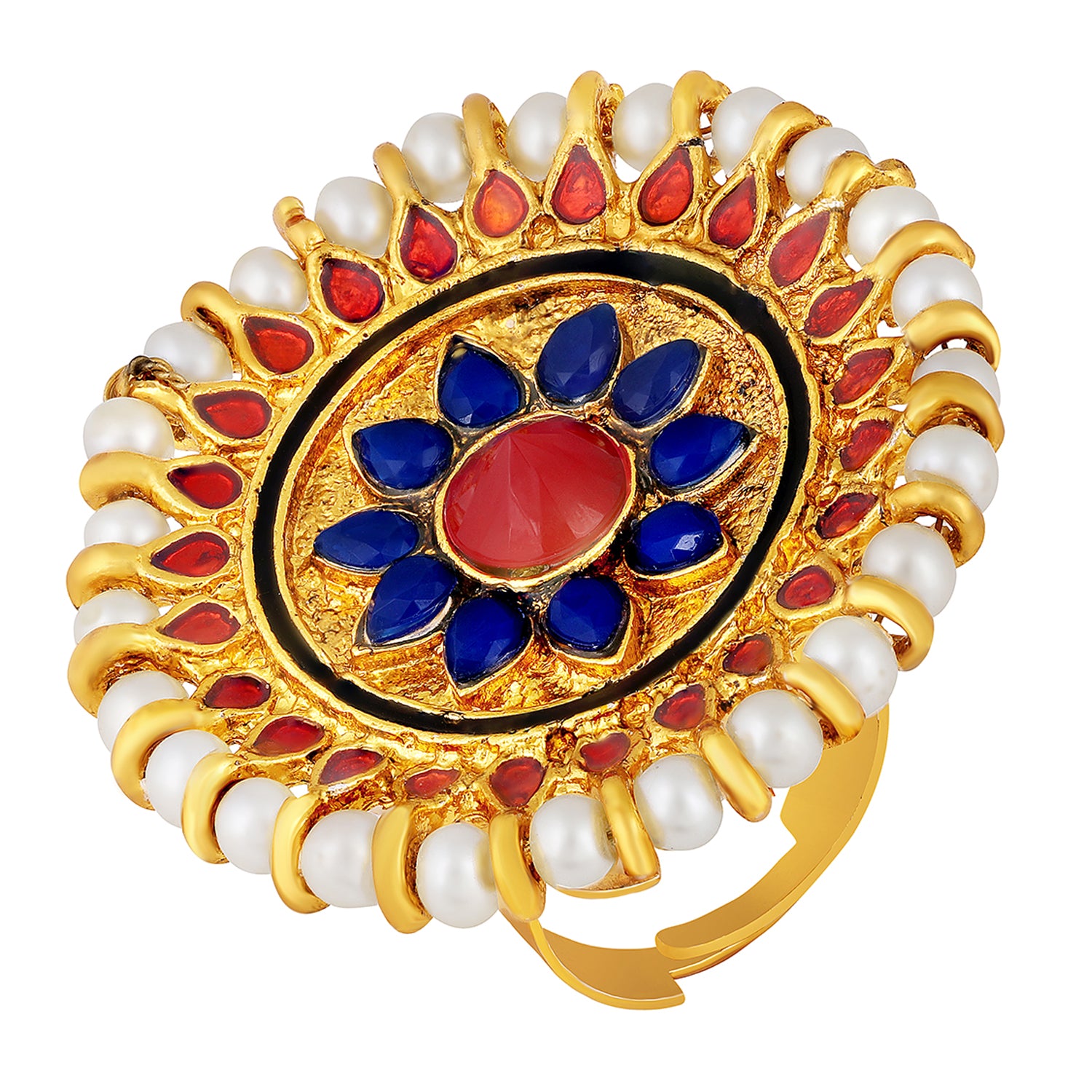 Multicolored Floral Traditional Finger Ring