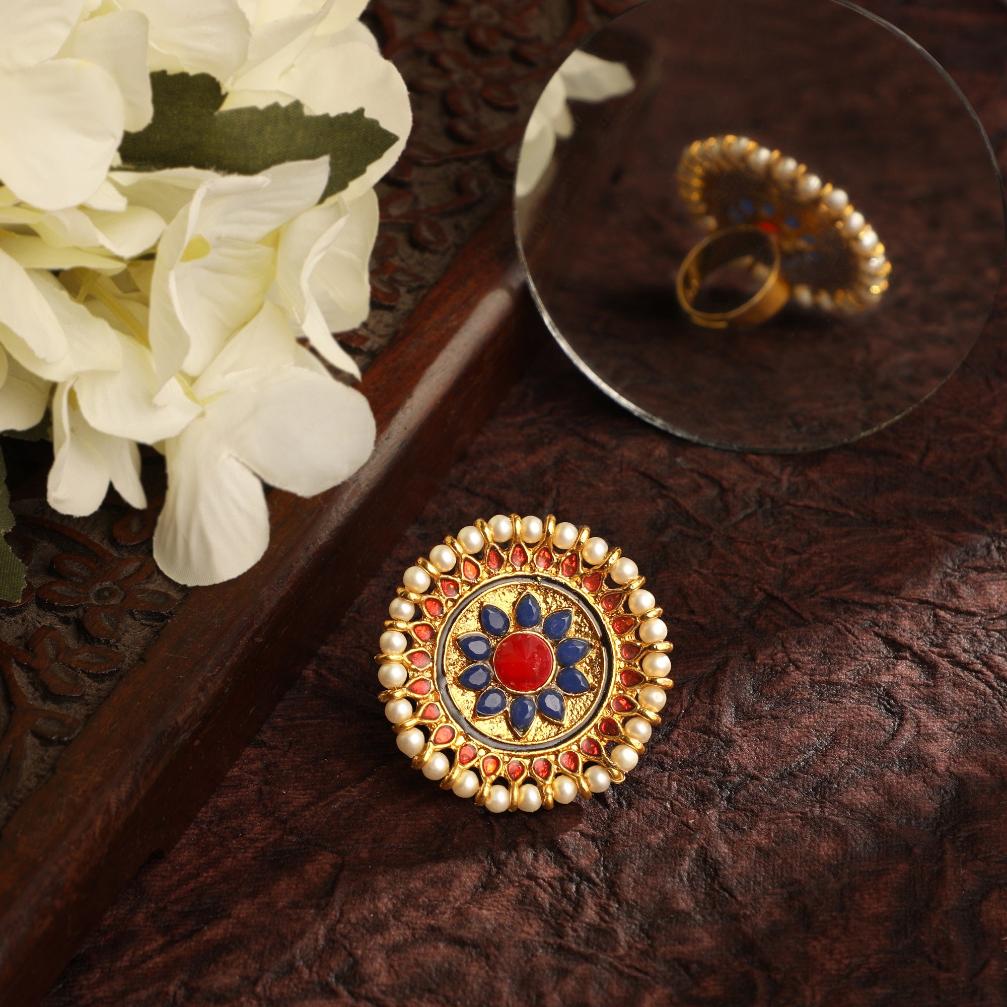 Multicolored Floral Traditional Finger Ring