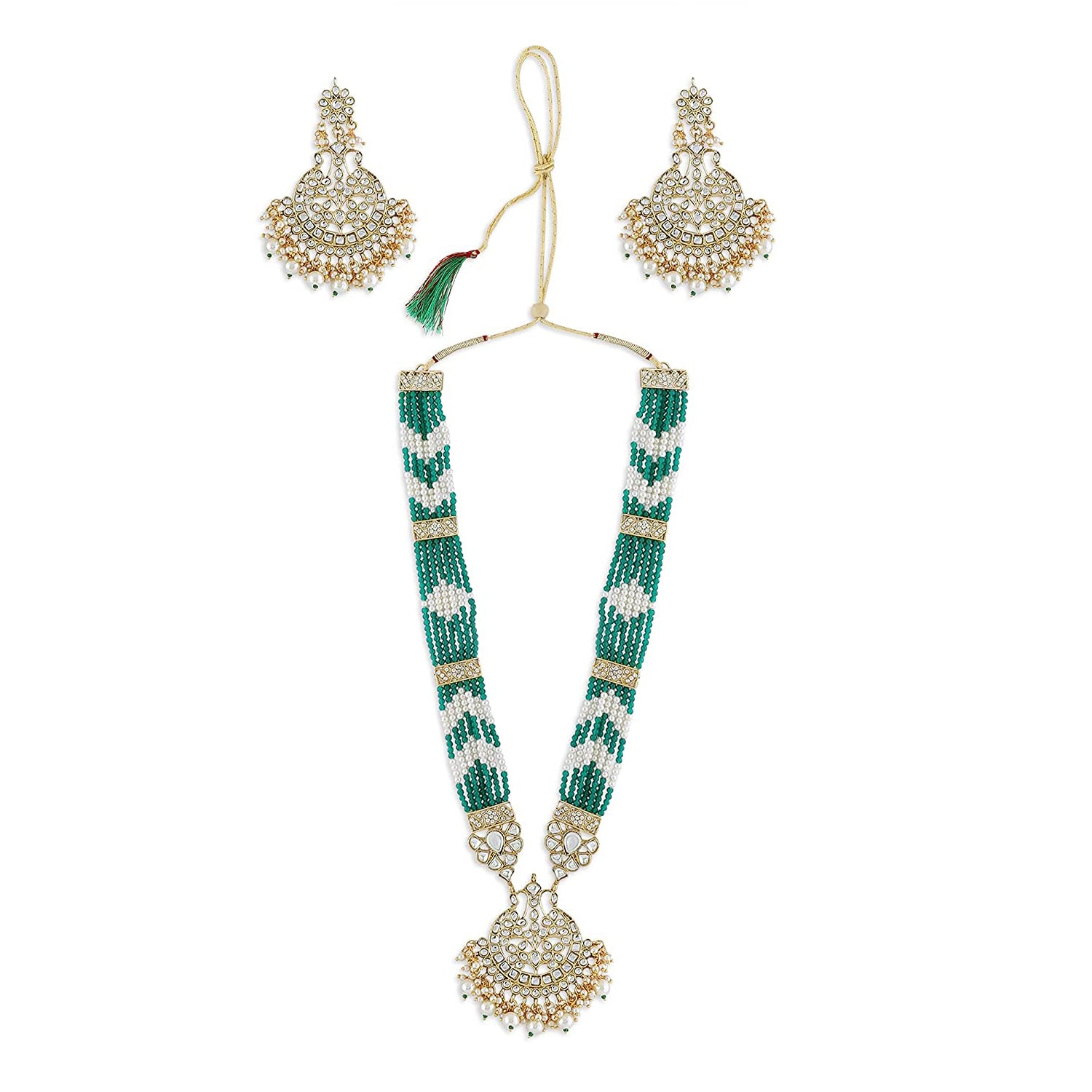 Green & White Kundan Necklace Set