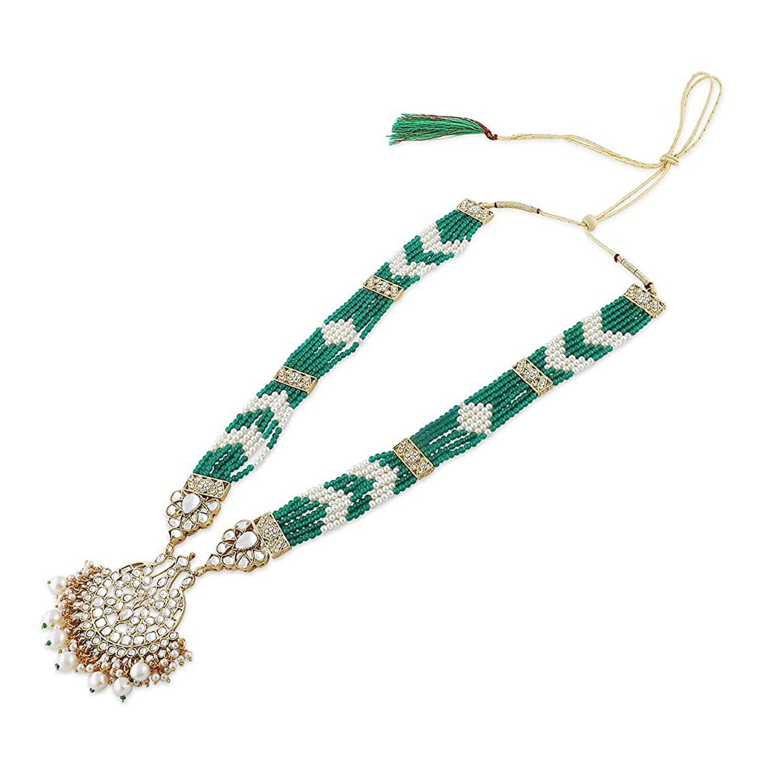 Green & White Kundan Necklace Set