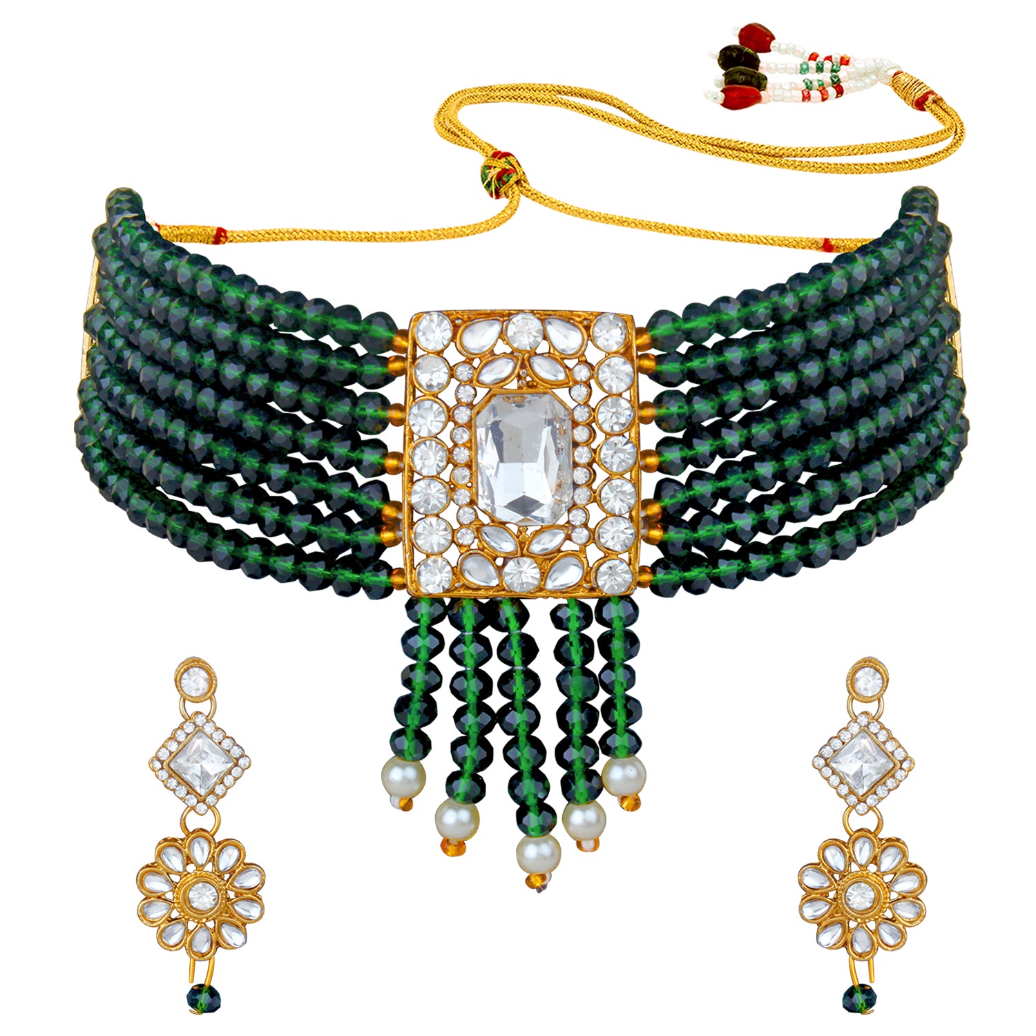 Green Kundan Traditional Choker Necklace Set
