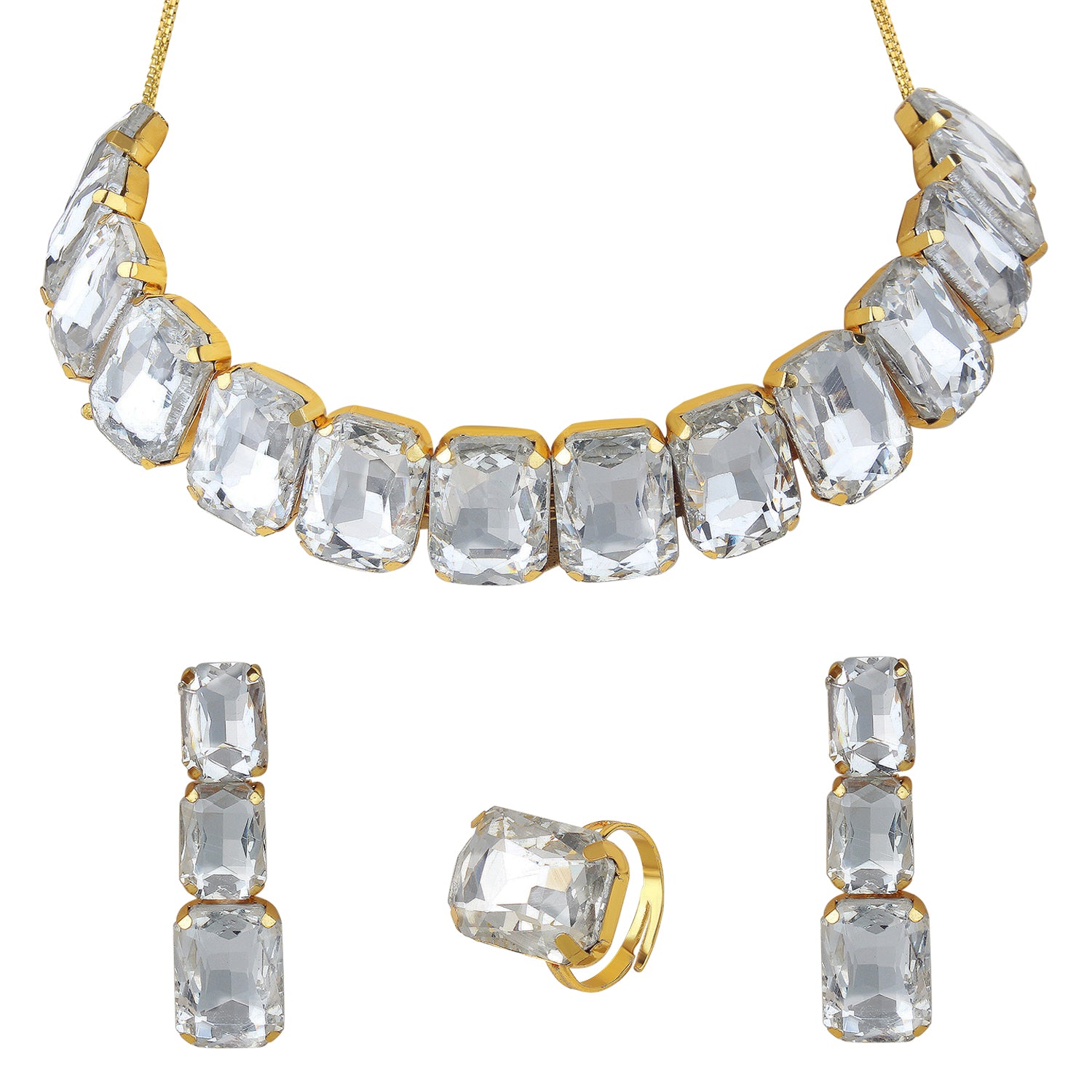 Big White Stone Choker Jewelry Set