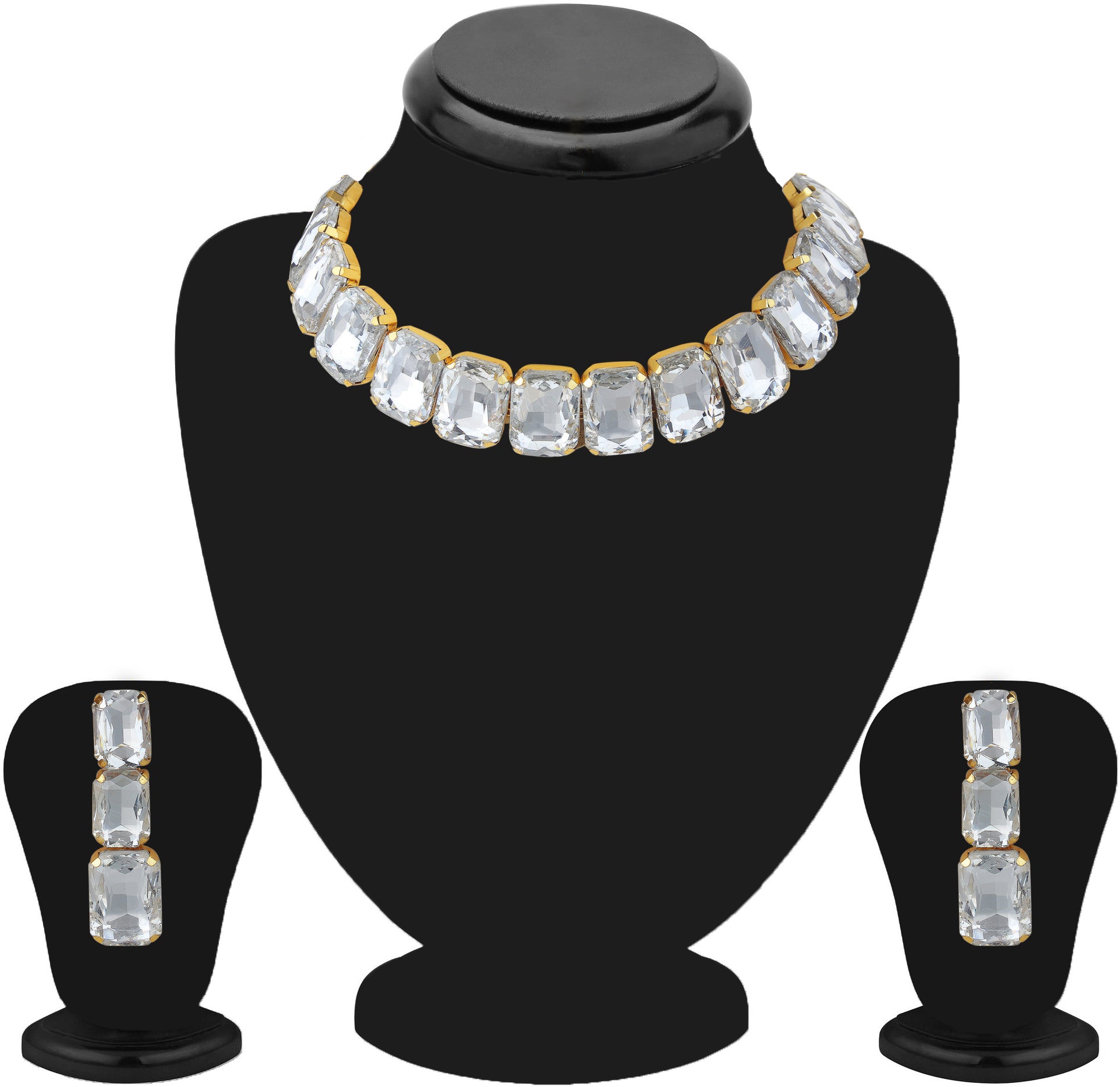 Big White Stone Choker Jewelry Set