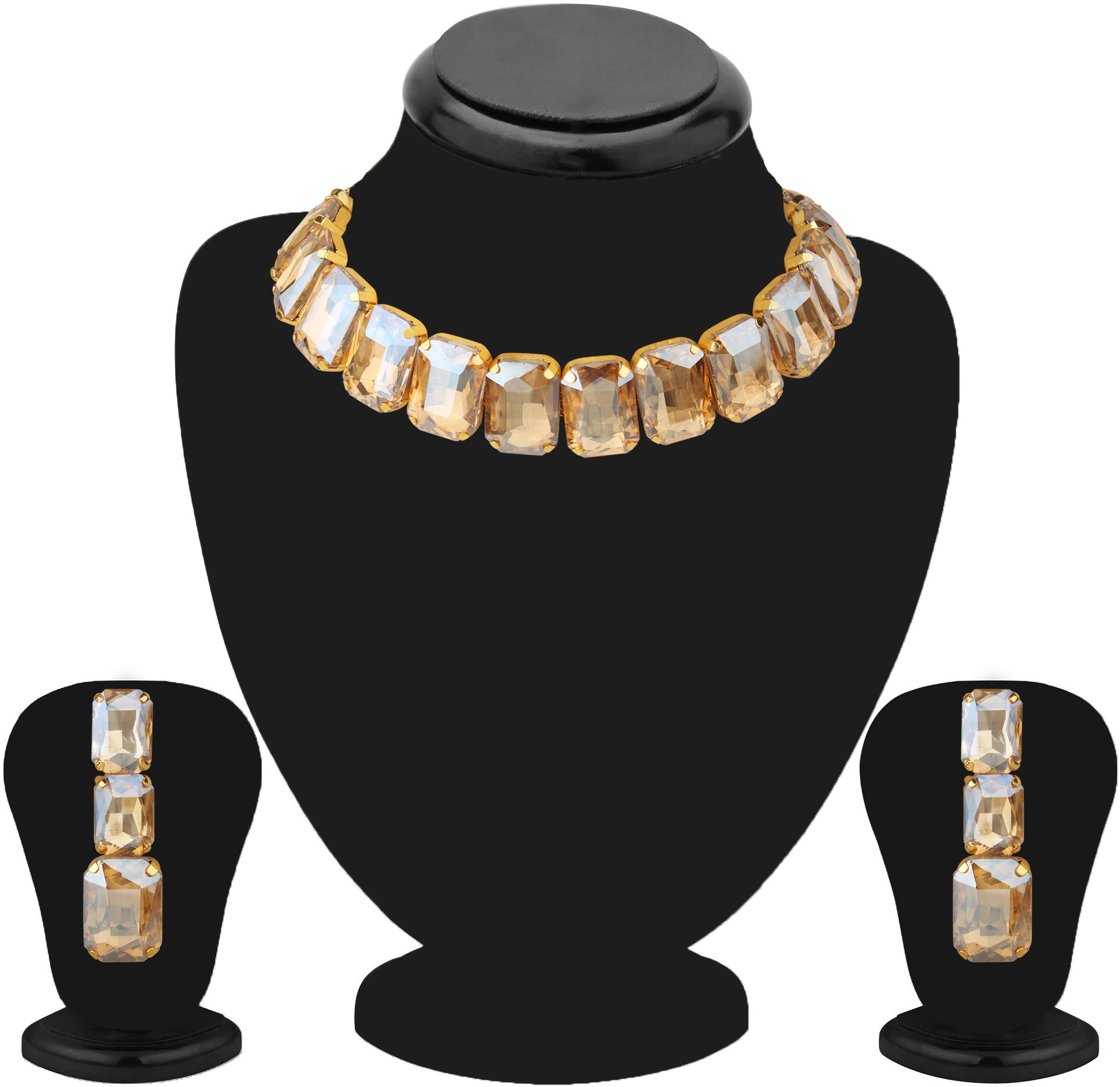 Big White Stone Choker Jewelry Set