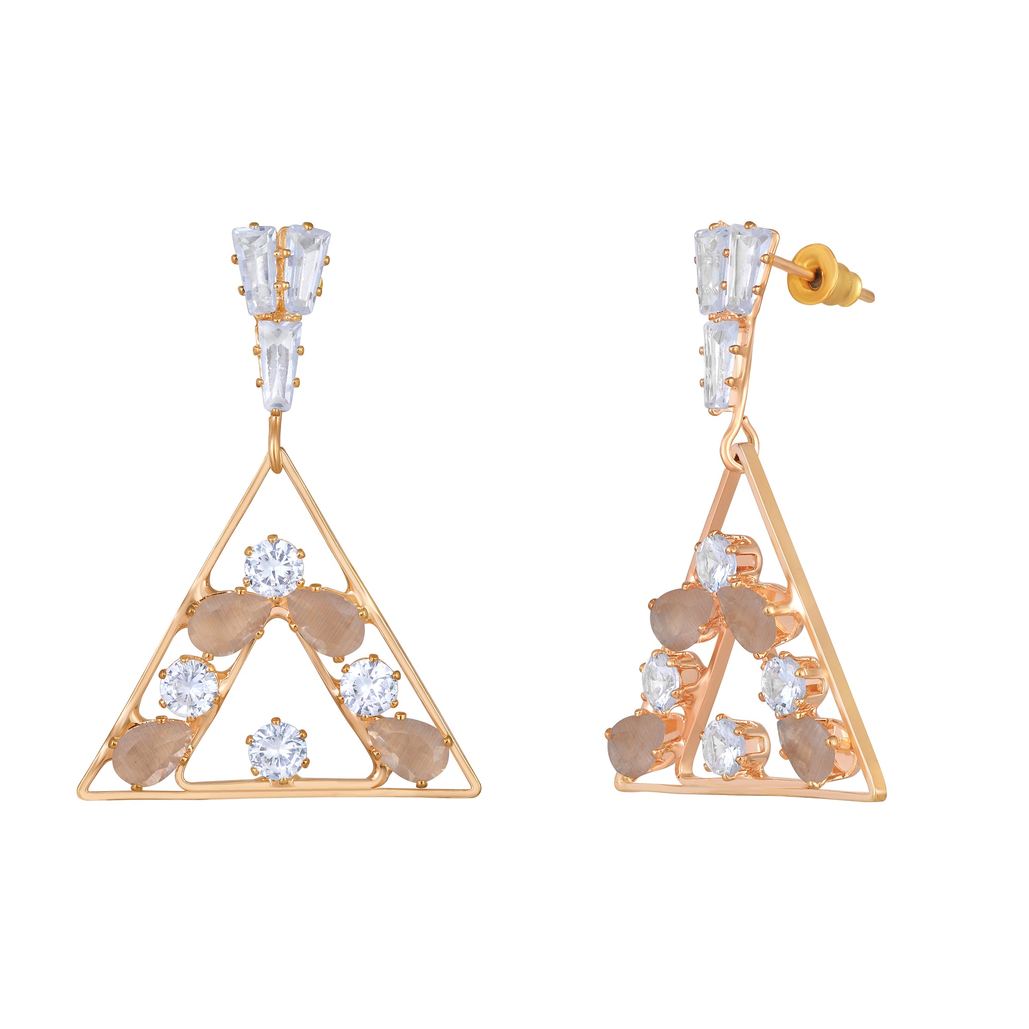 American Diamond Triangular Dangler Earring