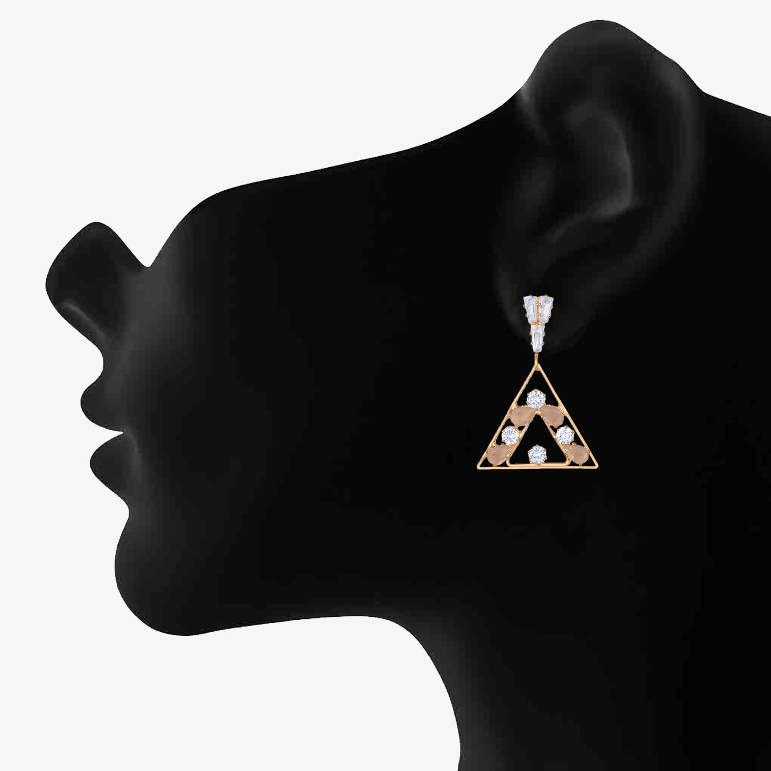 American Diamond Triangular Dangler Earring