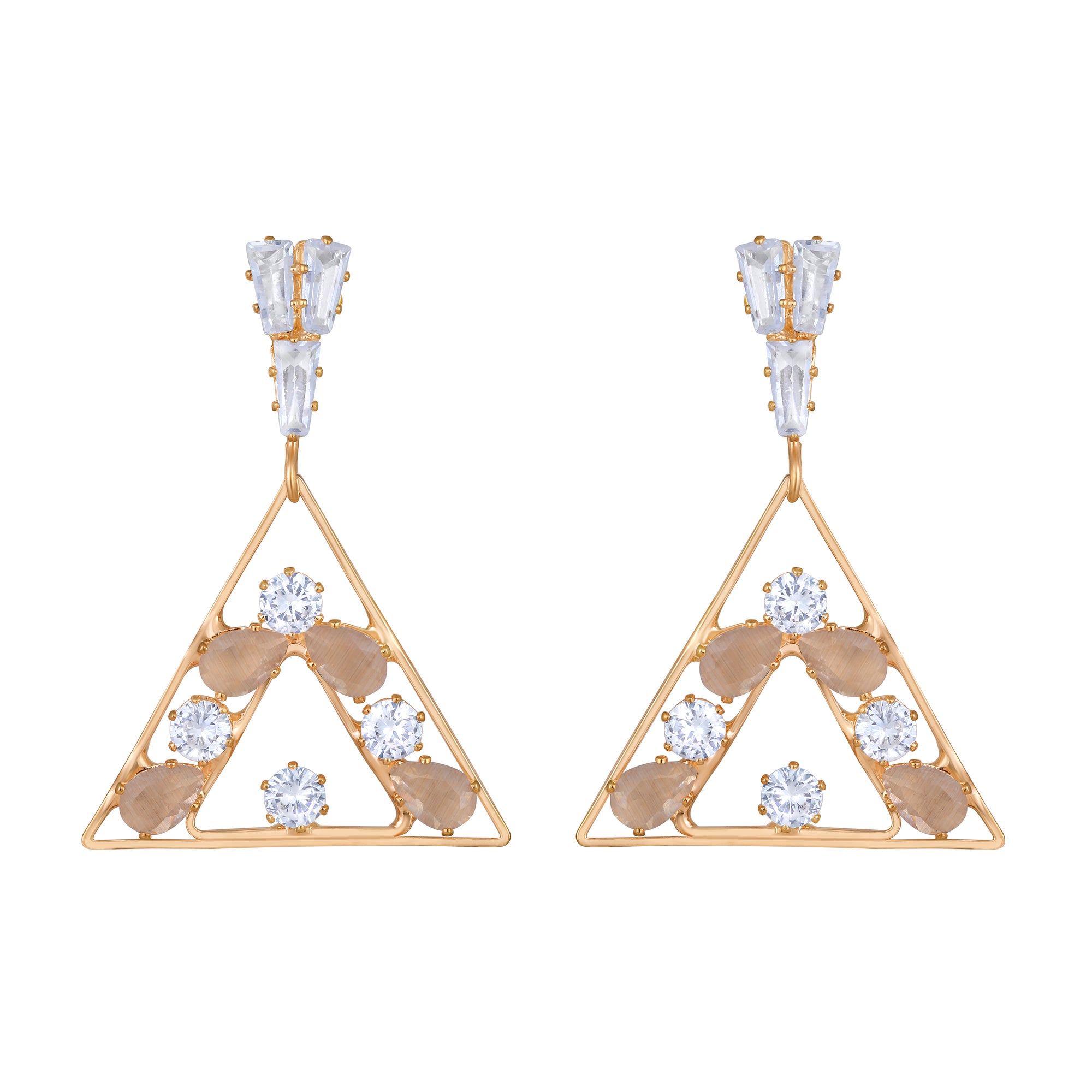 American Diamond Triangular Dangler Earring