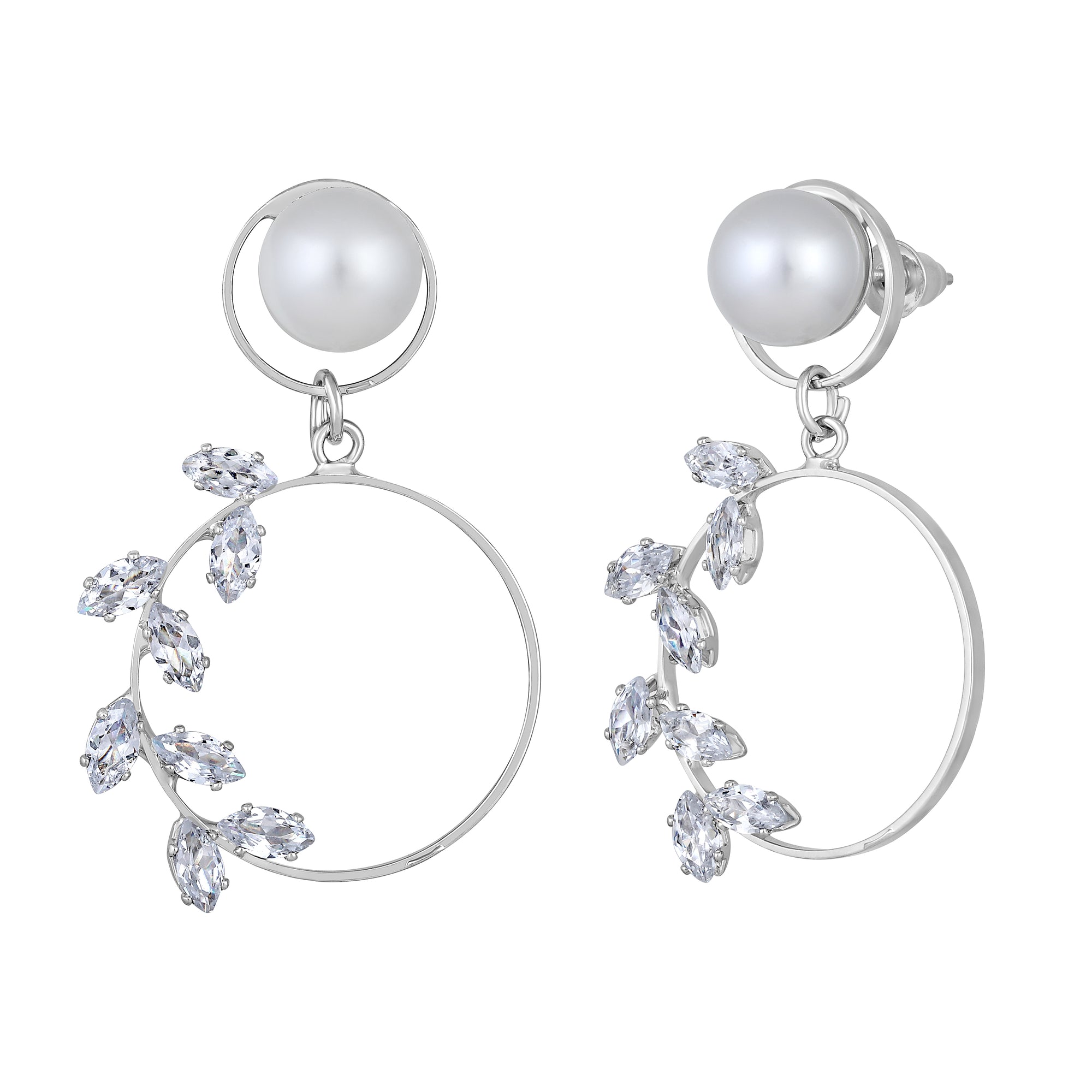 AD Stone & Artificial Pearl detachable Stud Dangler Earring